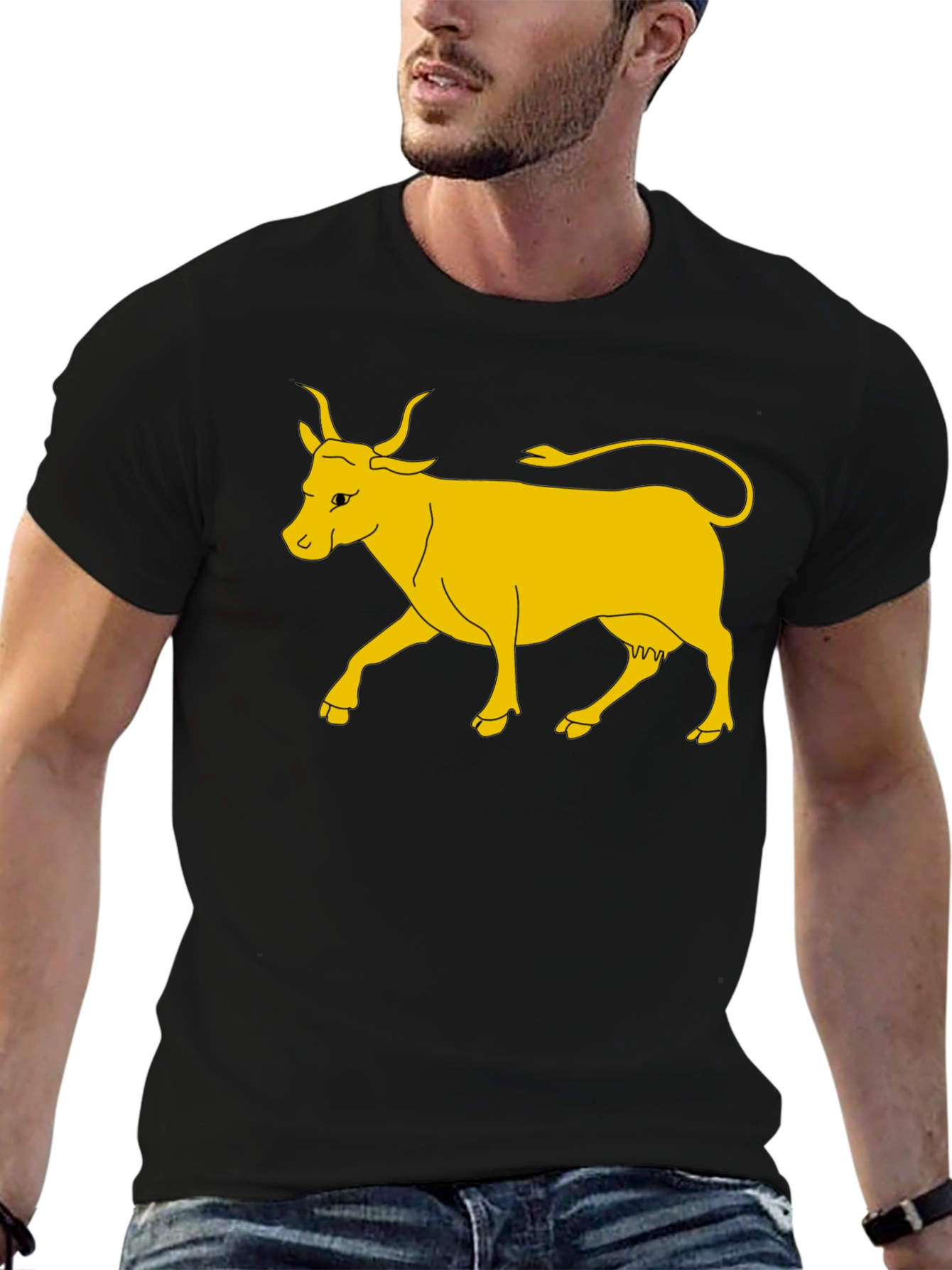 Golden Cow Graphic Tee - Unisex Black T-Shirt