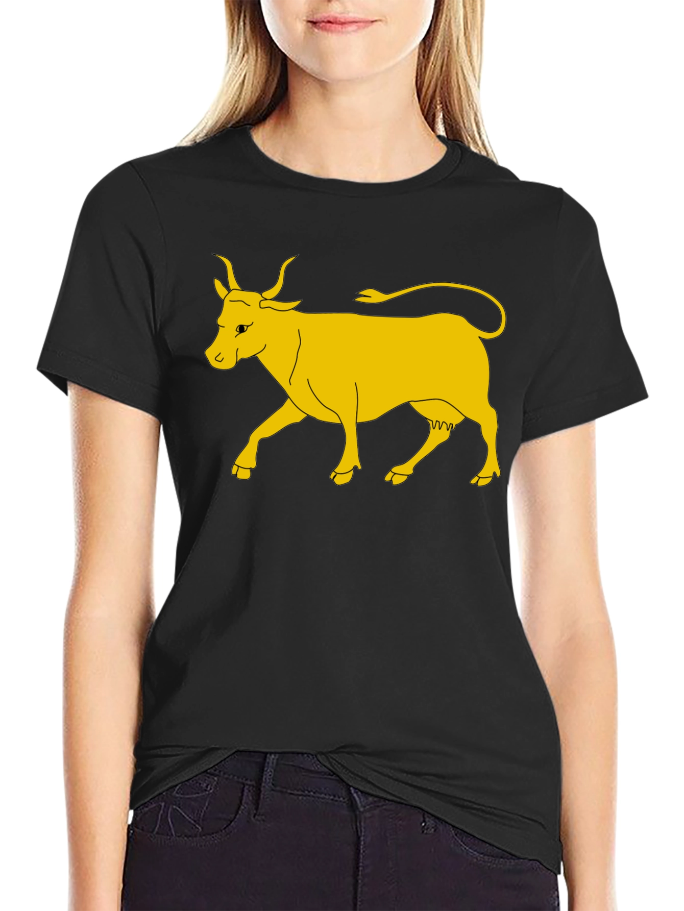 Golden Cow Graphic Tee - Unisex Black T-Shirt