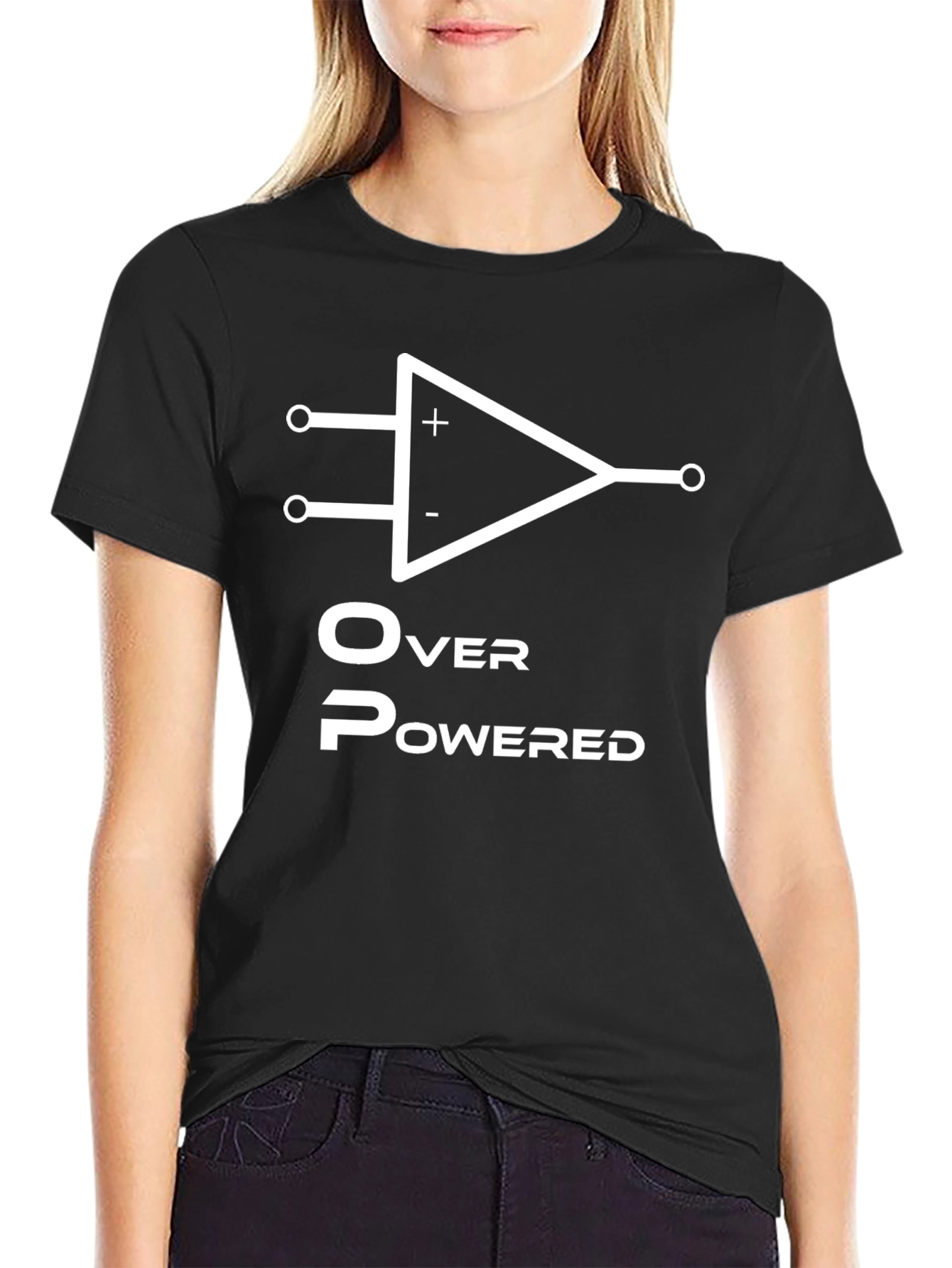 Overpowered Black T-Shirt - Op Amp Design