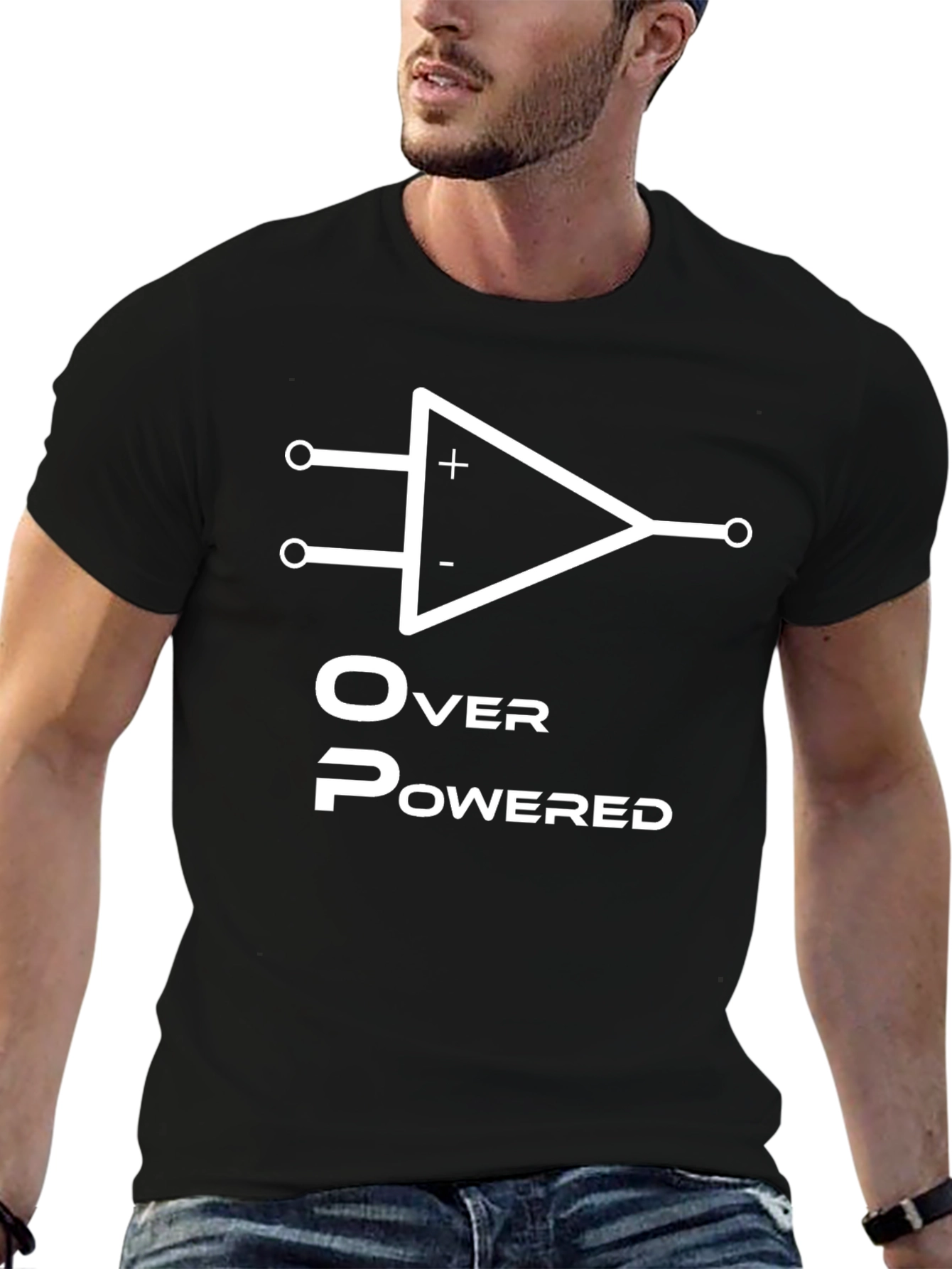 Overpowered Black T-Shirt - Op Amp Design