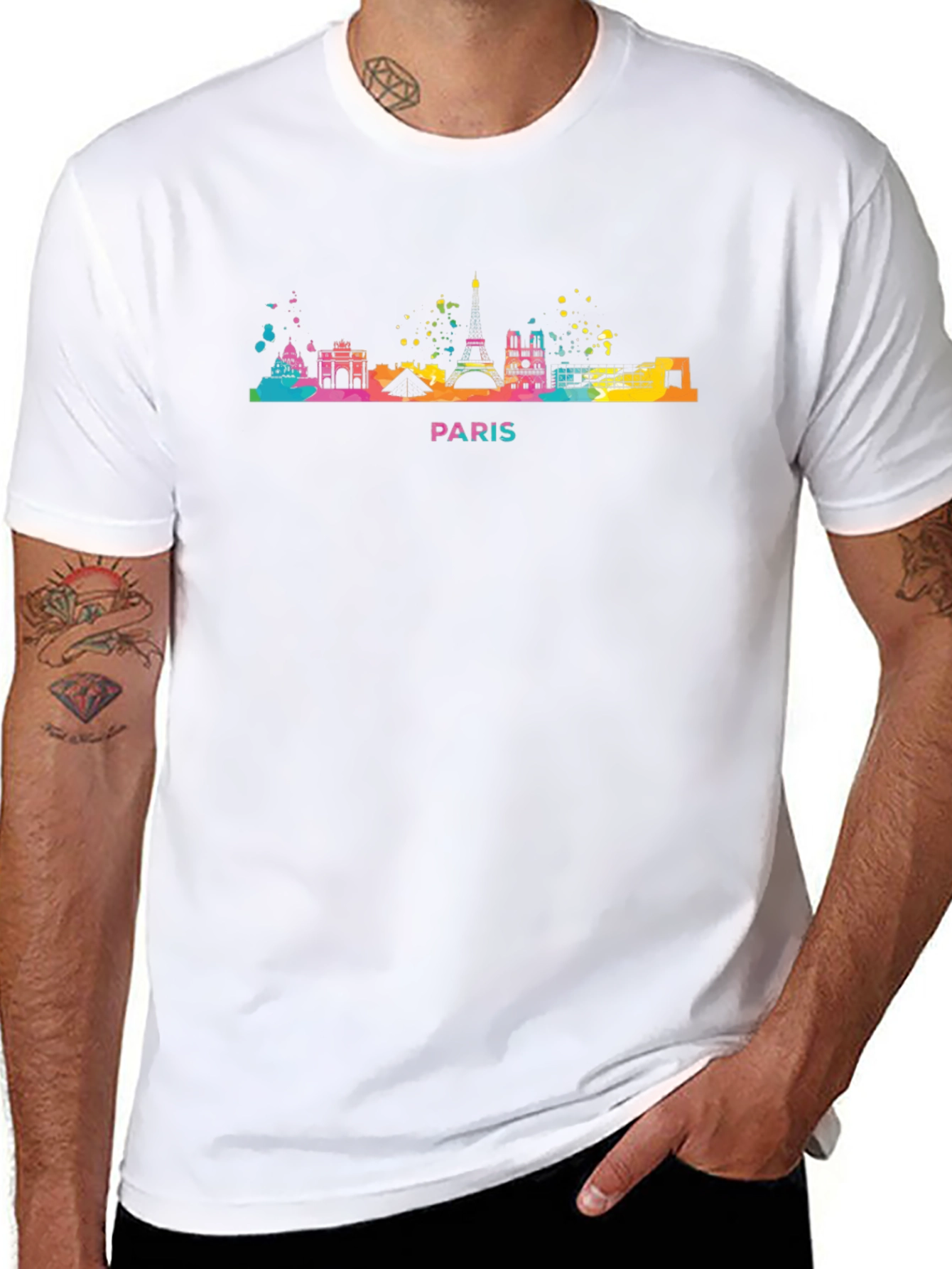 Paris Skyline Graphic T-Shirt - Mens Crew Neck Tee