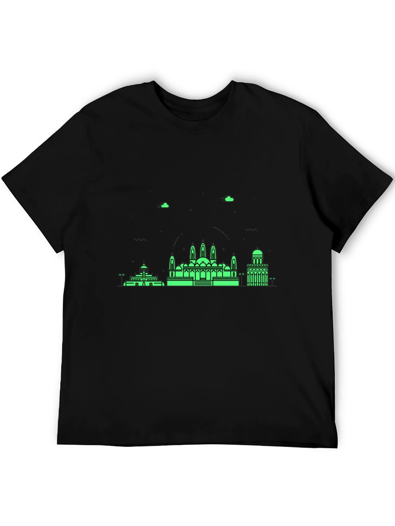Architectural Print Black Crewneck T-Shirt