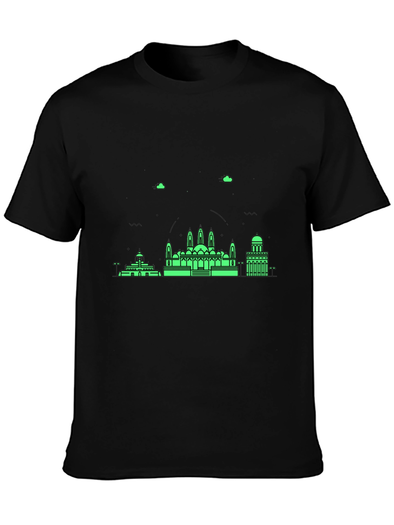 Architectural Print Black Crewneck T-Shirt