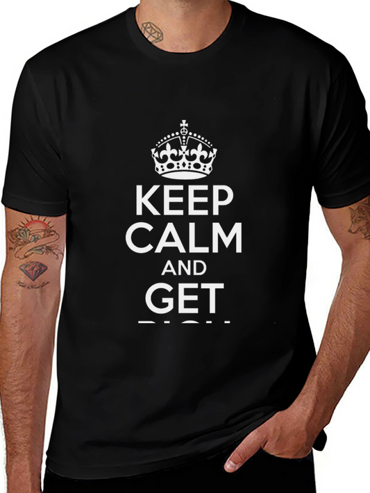 Keep Calm and Get Rich Black Graphic T-Shirt