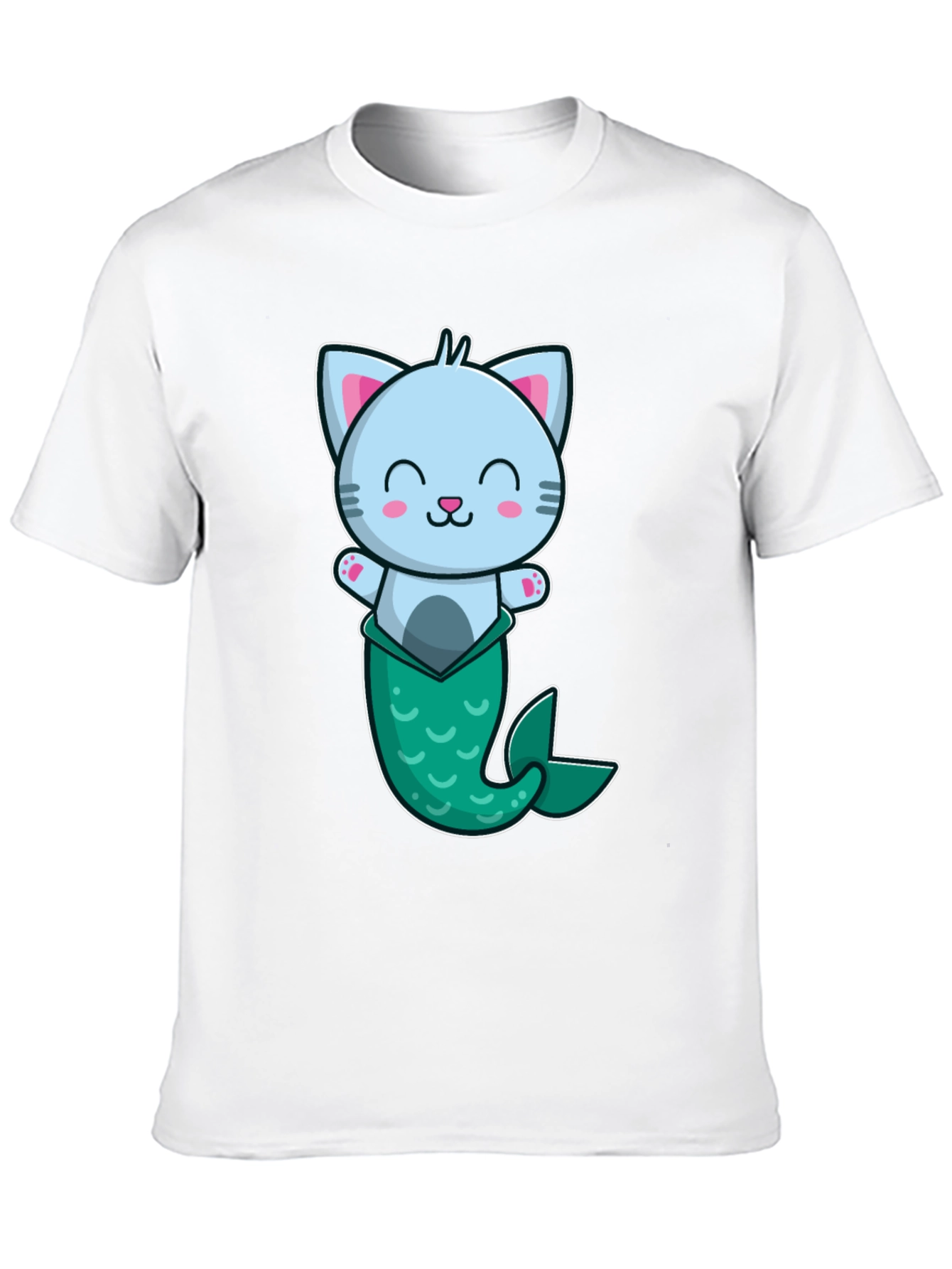 Cute Mermaid Cat Graphic T-Shirt