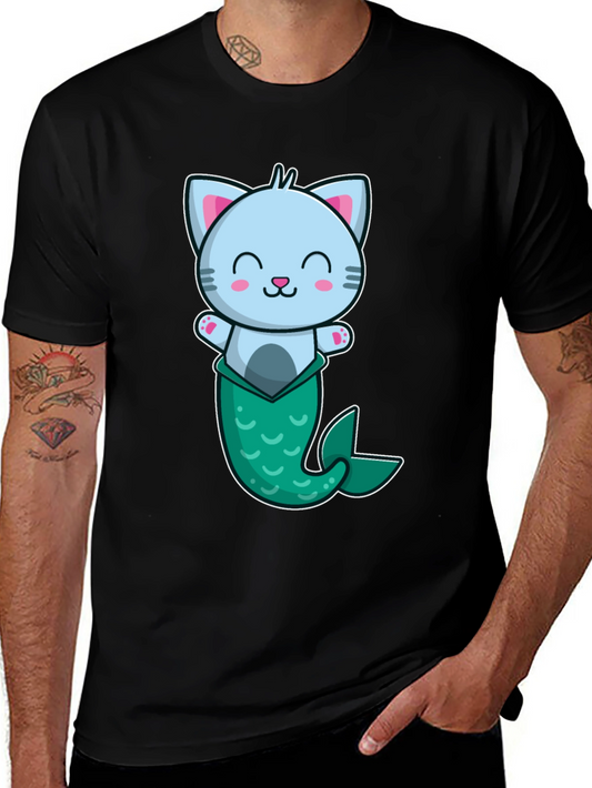 Cute Mermaid Cat Graphic T-Shirt