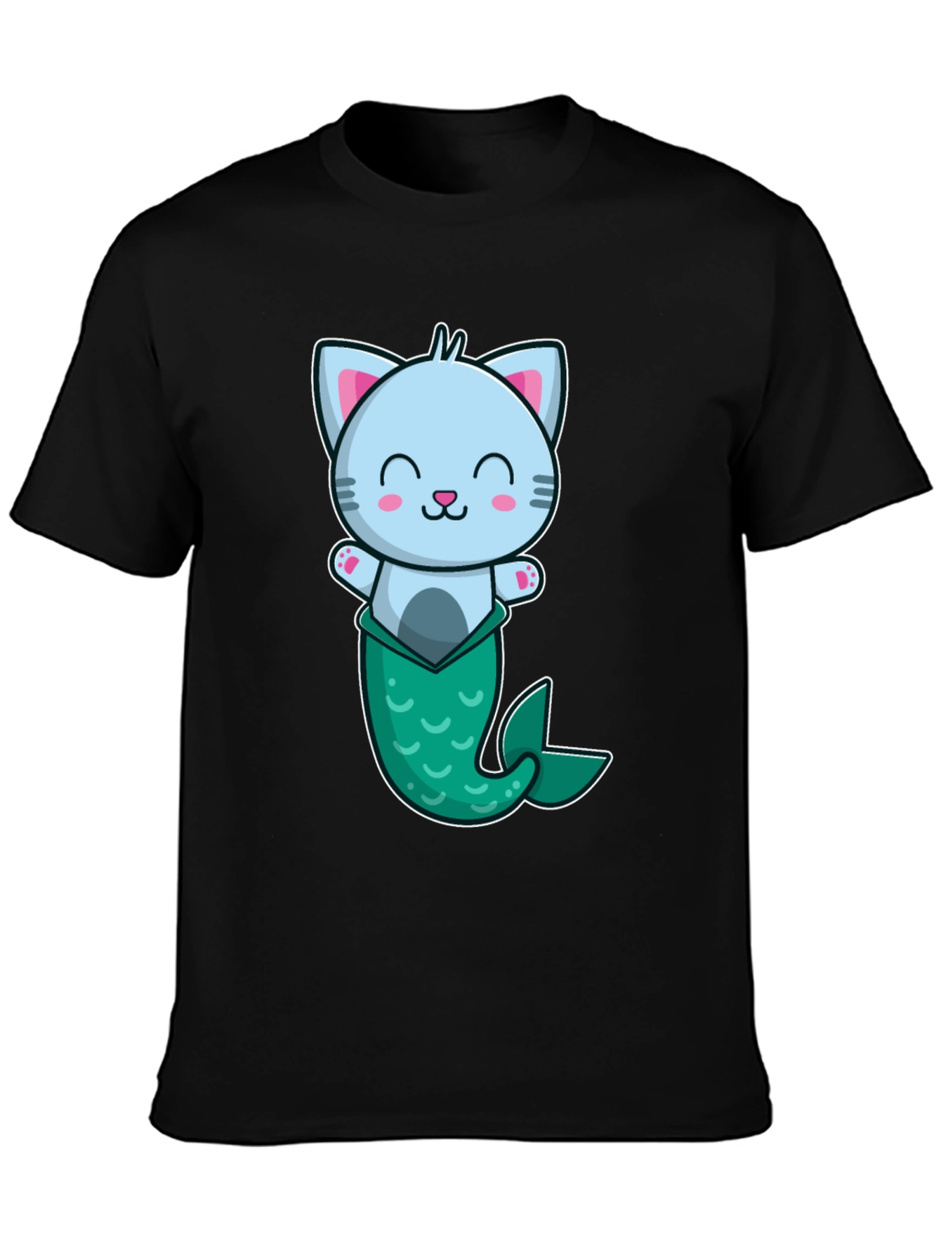 Cute Mermaid Cat Graphic T-Shirt