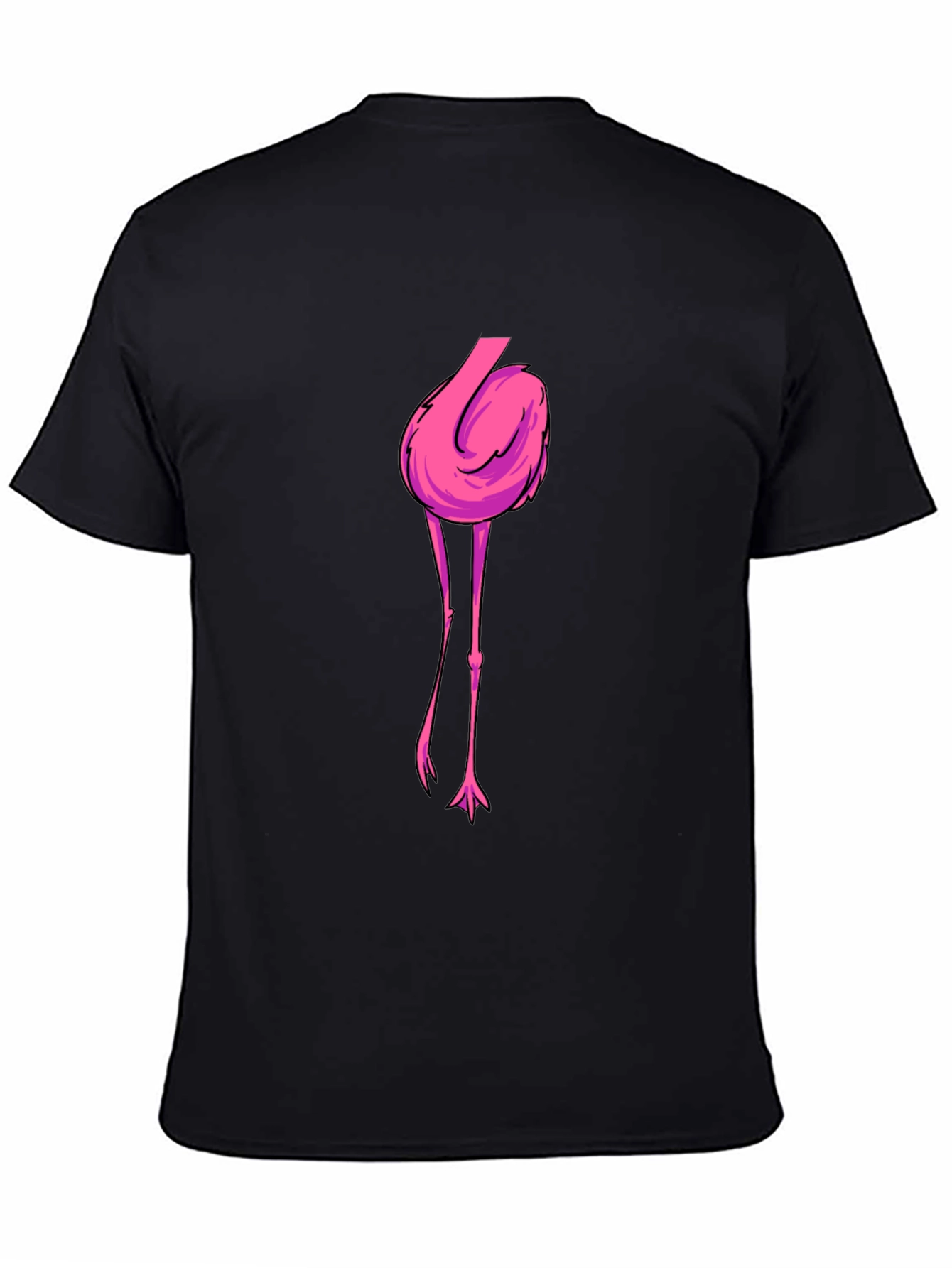 Black T-Shirt with Flamingo Graphic Print