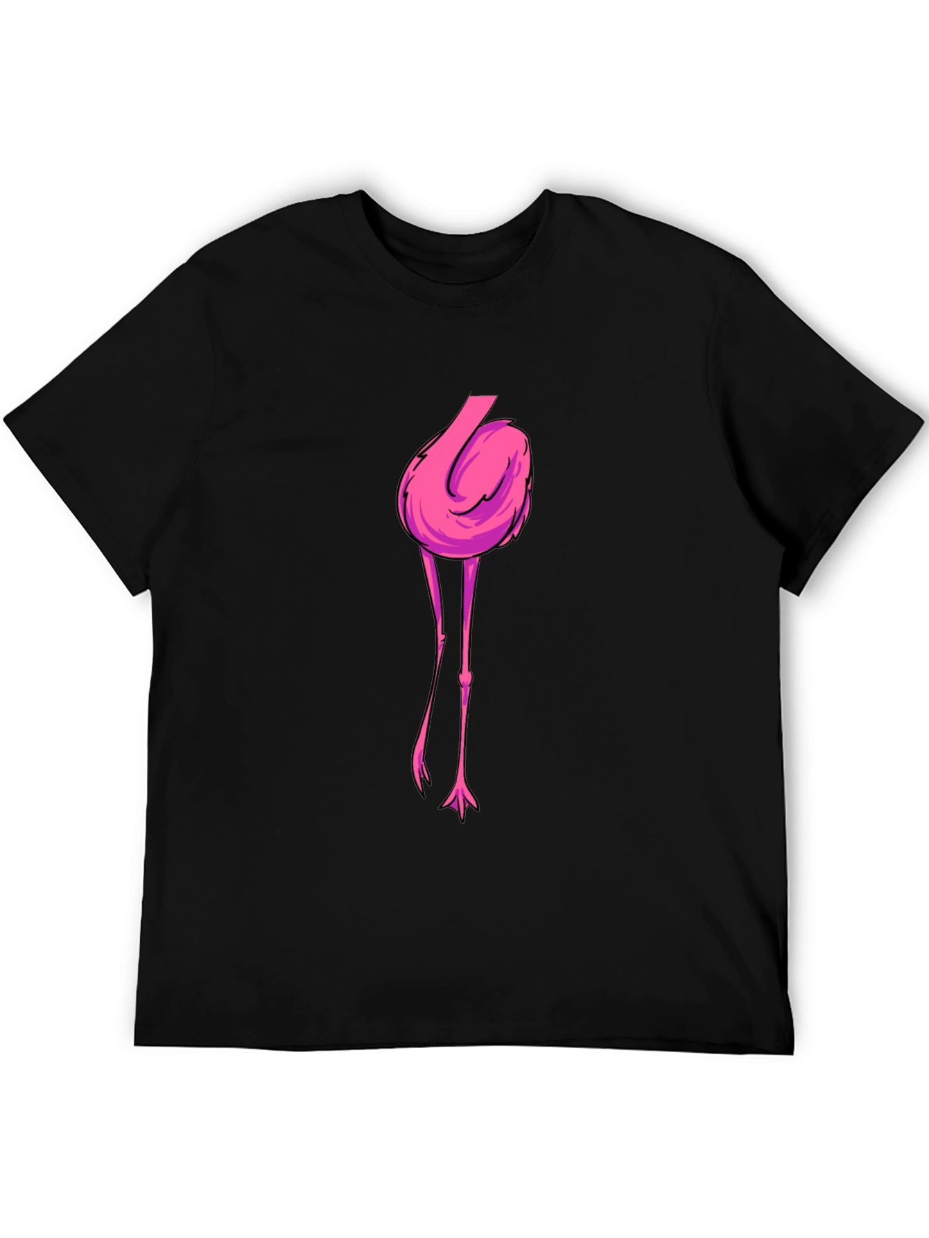 Black T-Shirt with Flamingo Graphic Print