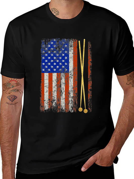 USA Flag Drumsticks Graphic T-Shirt