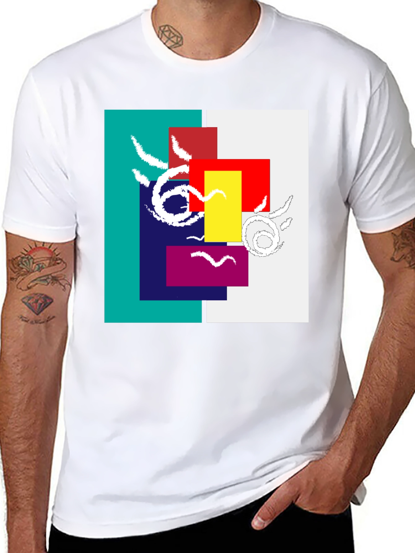 Abstract Geometric Graphic Tee - Modern Art Shirt