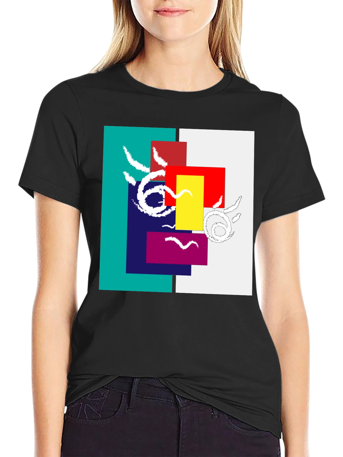 Abstract Geometric Graphic Tee - Modern Art Shirt