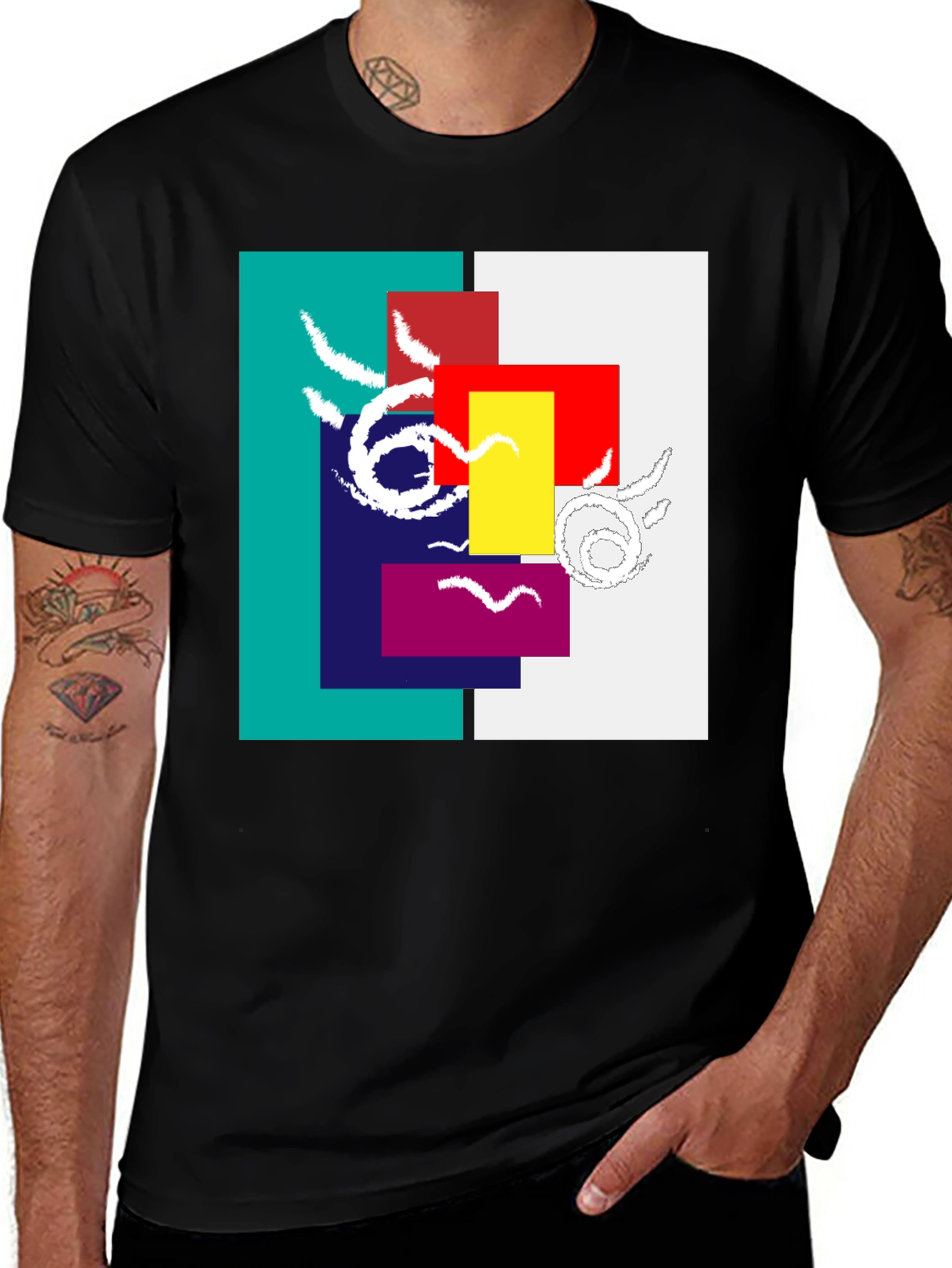 Abstract Geometric Graphic Tee - Modern Art Shirt