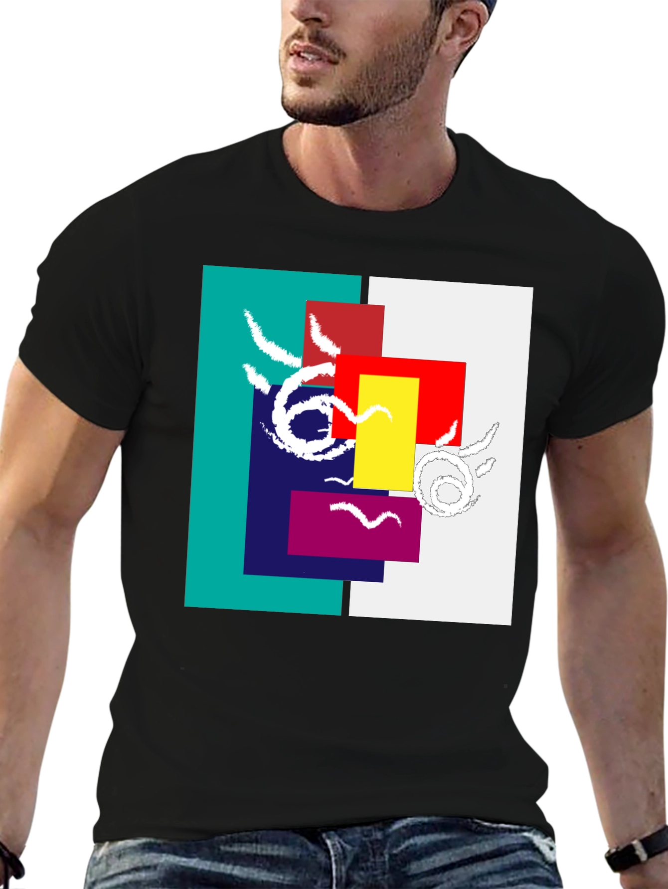 Abstract Geometric Graphic Tee - Modern Art Shirt