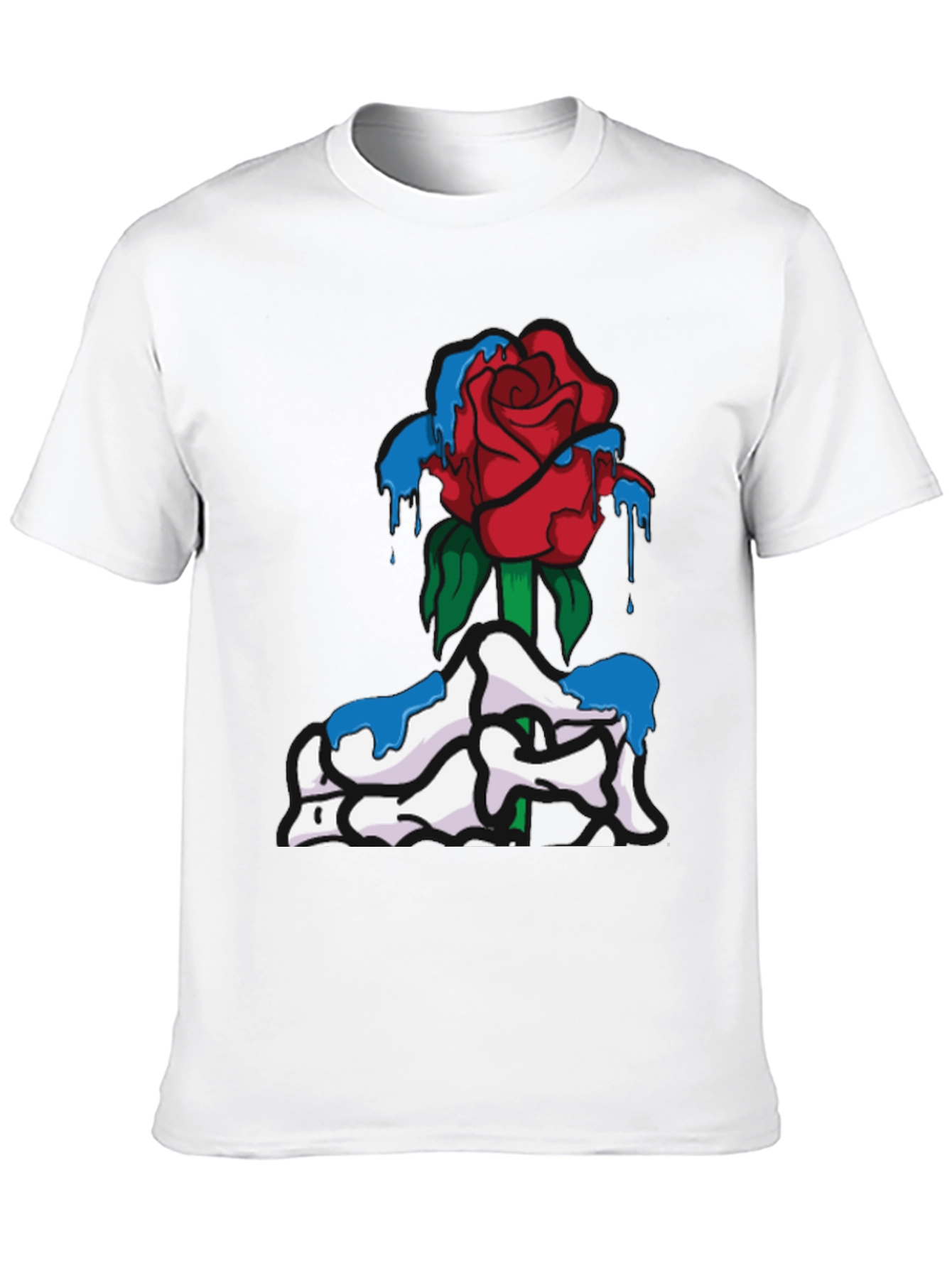 Rose & Dripping Paint Graphic Tee - Black