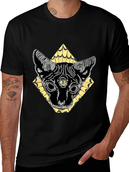 Mystic Cat Graphic Tee - Black Unisex T-Shirt
