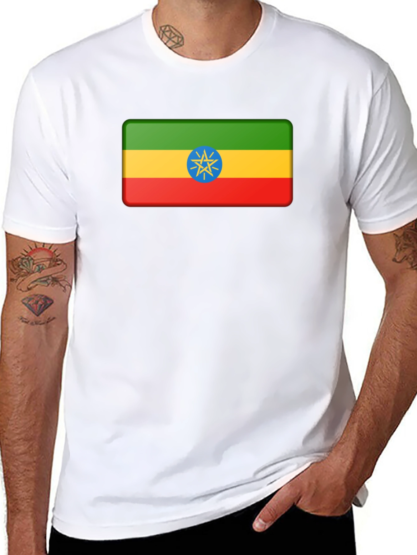 Ethiopia Flag T-Shirt - Black Graphic Tee