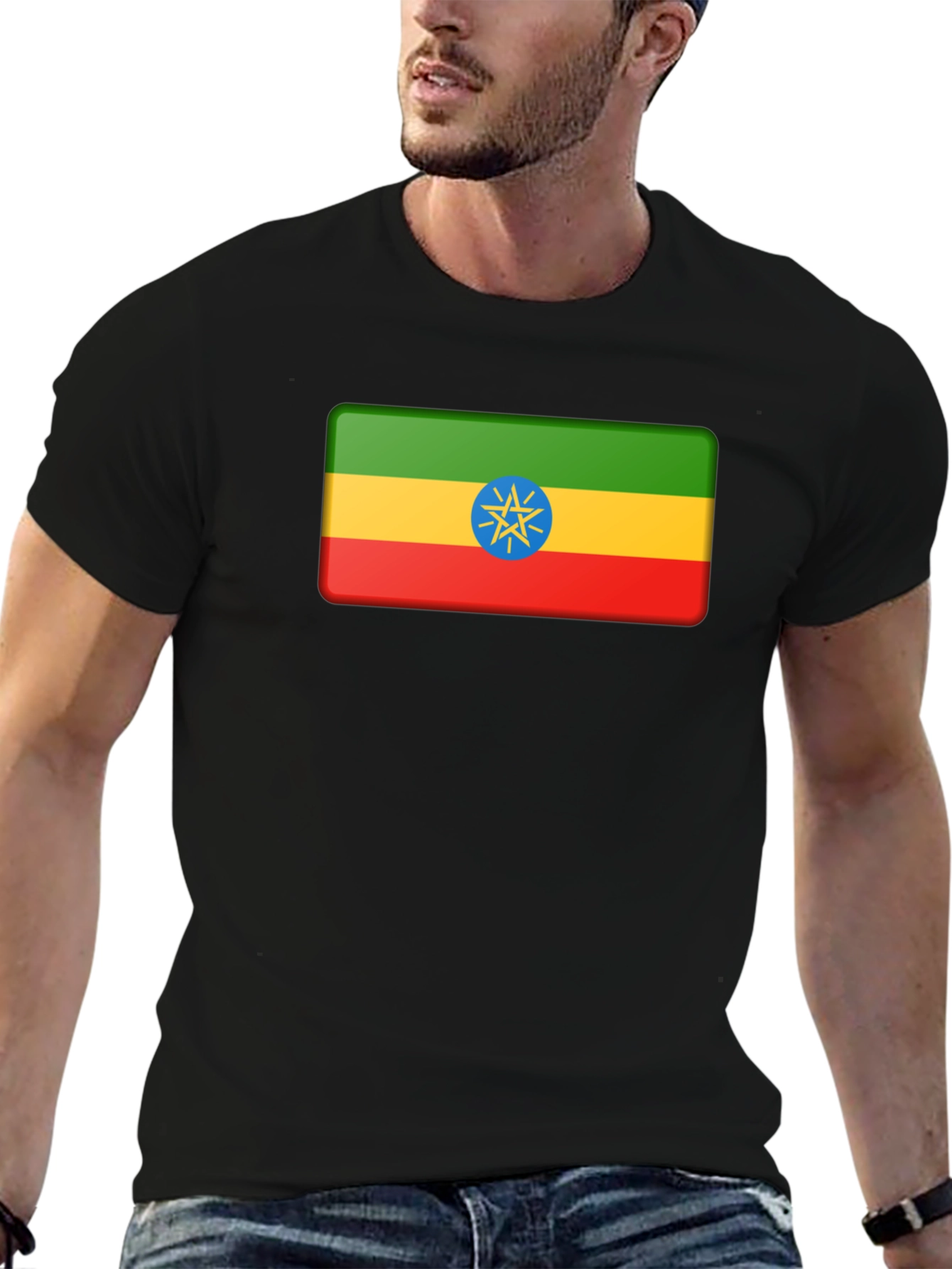 Ethiopia Flag T-Shirt - Black Graphic Tee