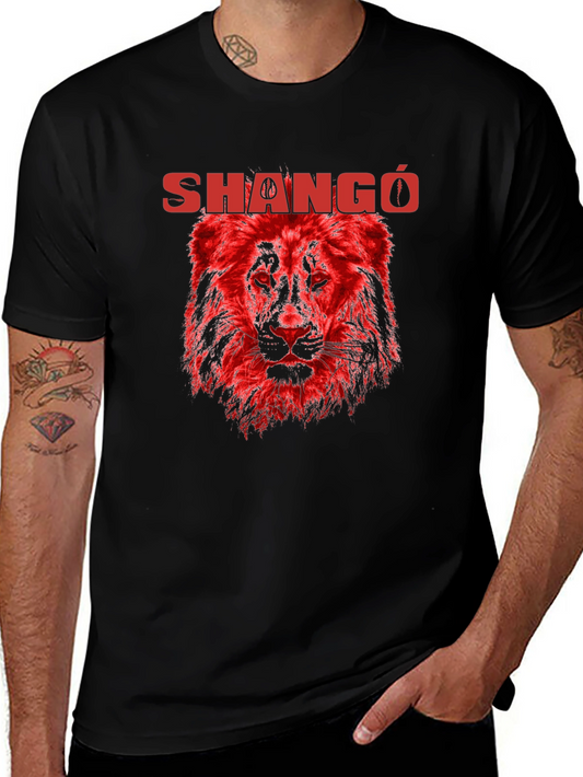 Shangó Lion Graphic T-Shirt - Bold Red Design
