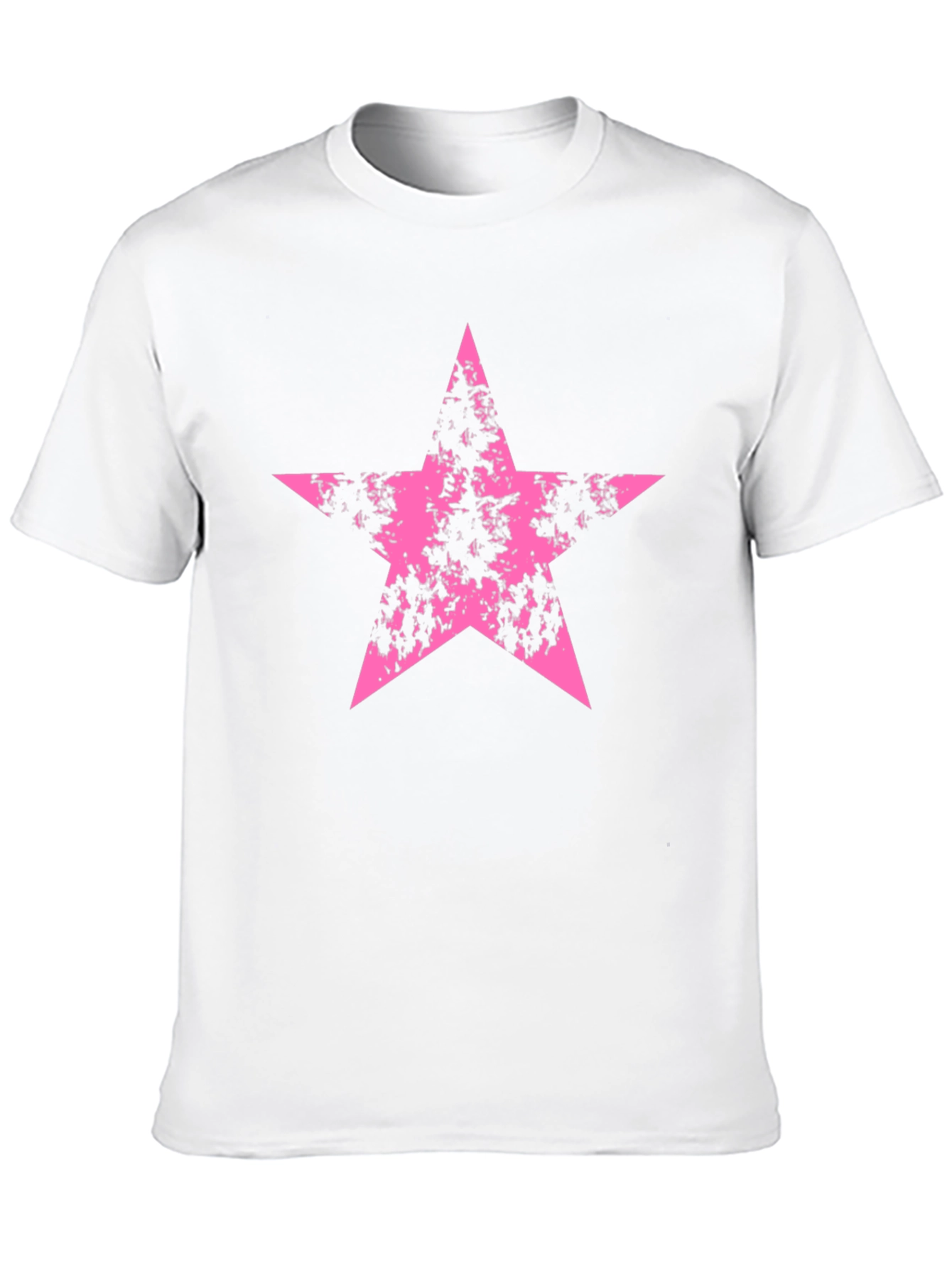 Pink Grunge Star Graphic Black T-Shirt