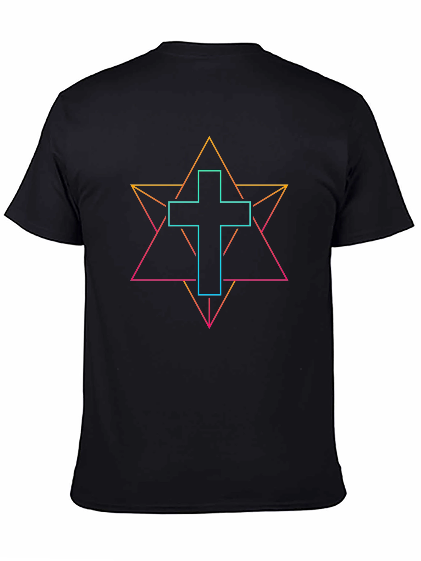 Neon Geometric Cross T-Shirt