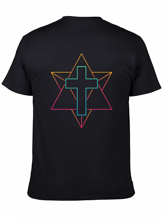 Neon Geometric Cross T-Shirt