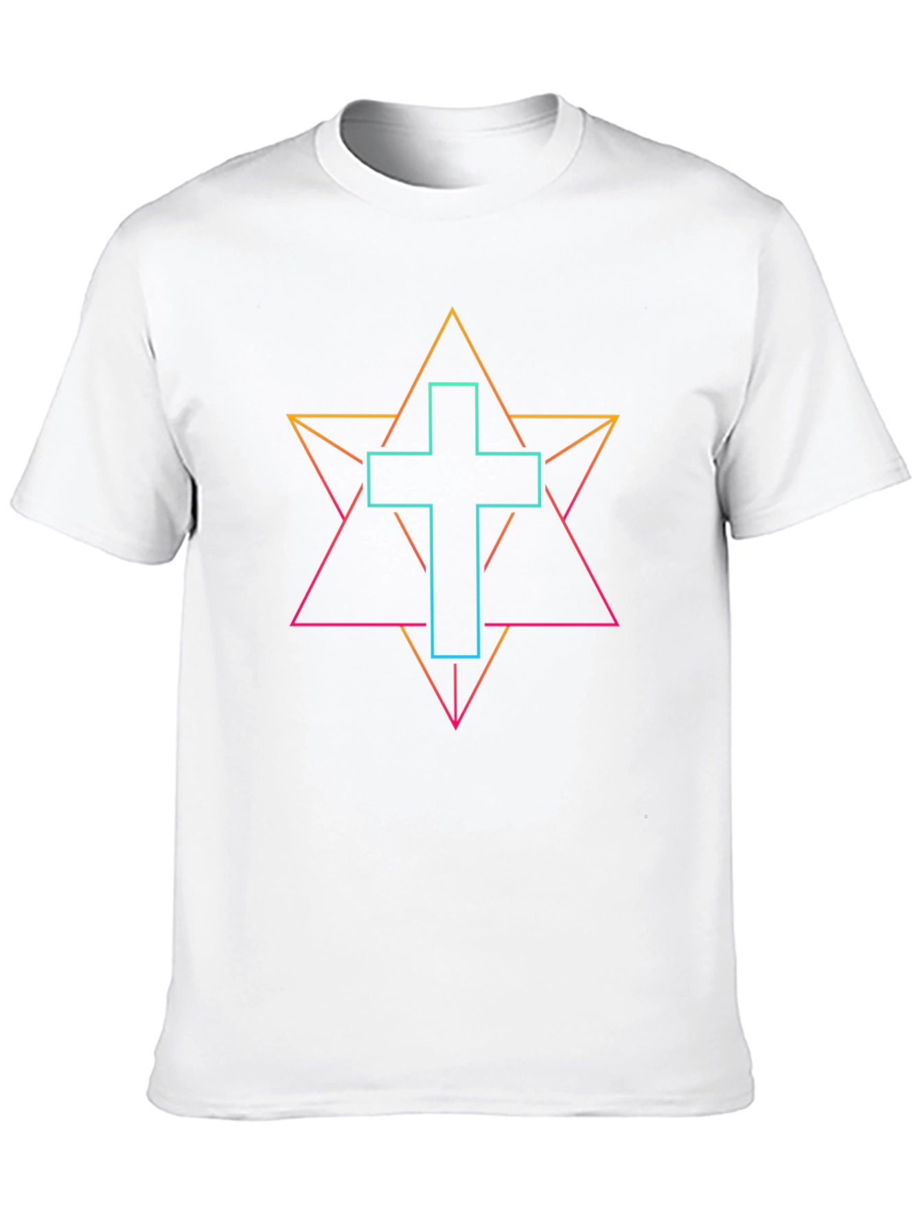 Neon Geometric Cross T-Shirt