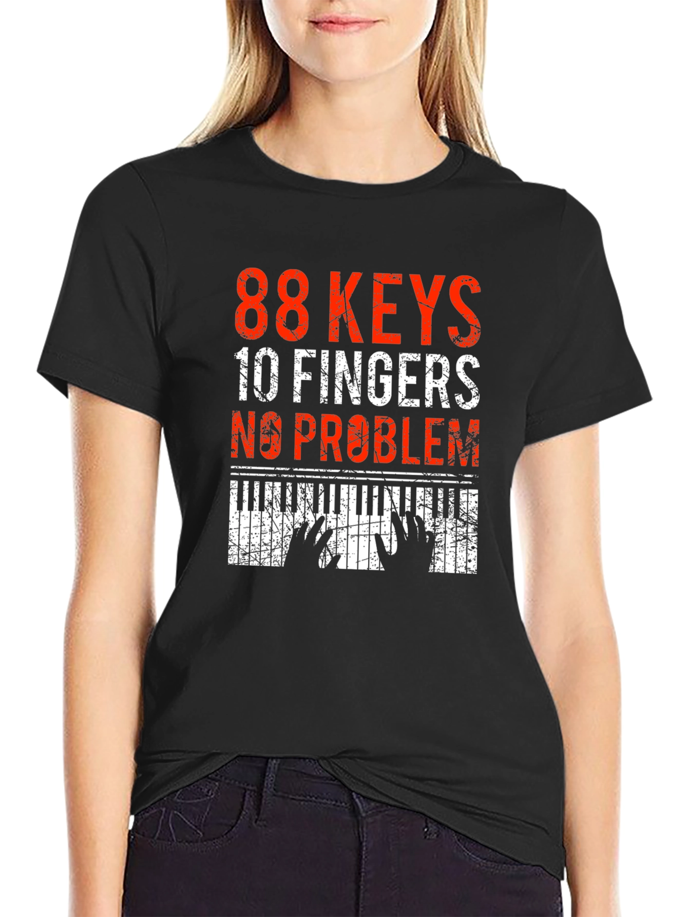 88 Keys 10 Fingers No Problem Piano T-Shirt