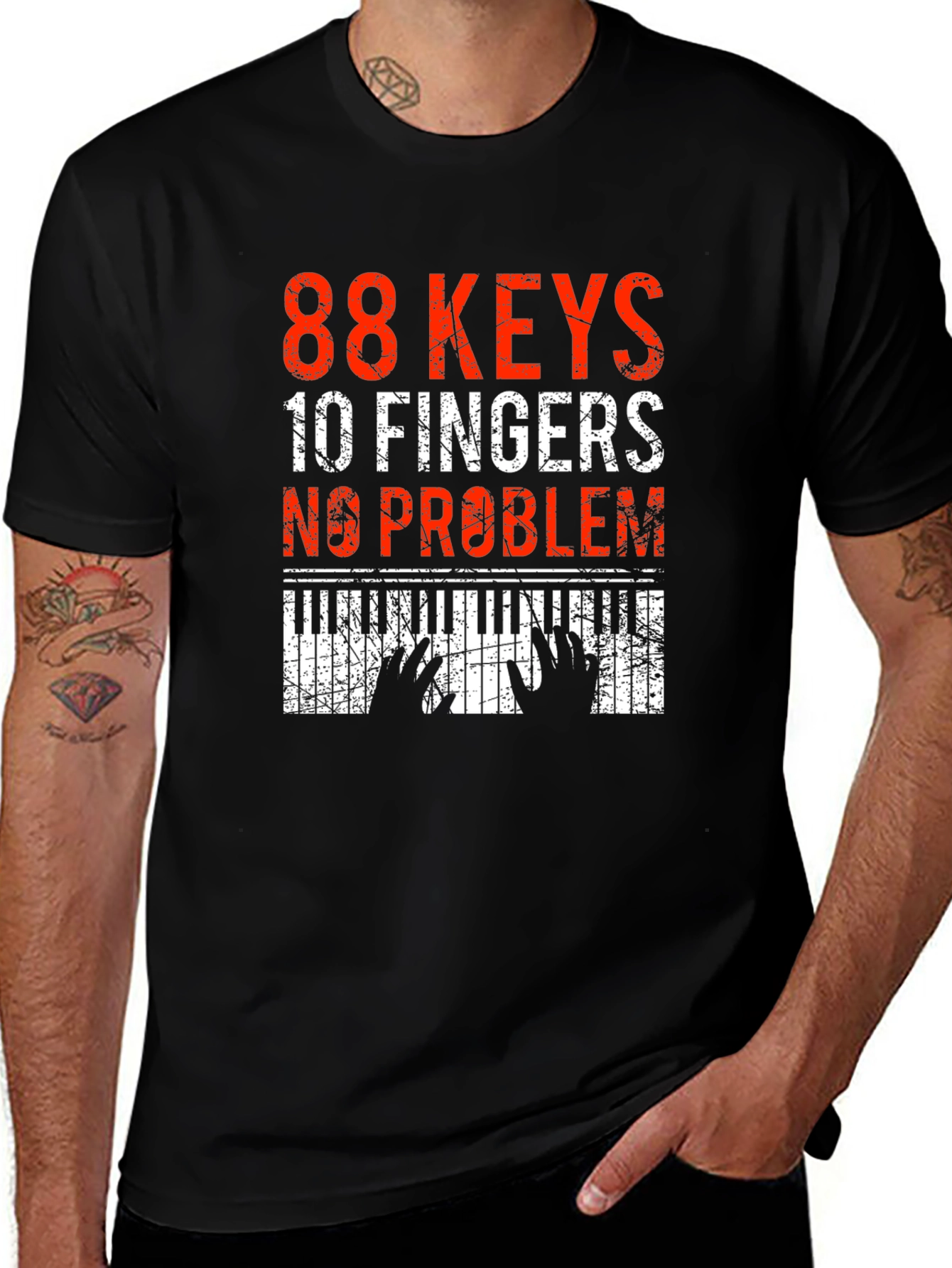 88 Keys 10 Fingers No Problem Piano T-Shirt