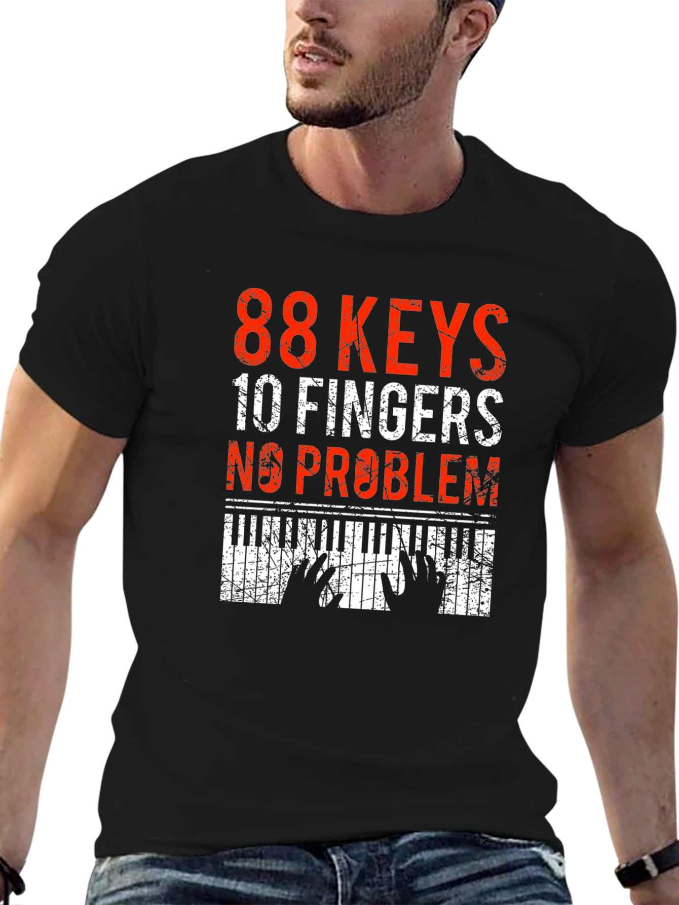 88 Keys 10 Fingers No Problem Piano T-Shirt