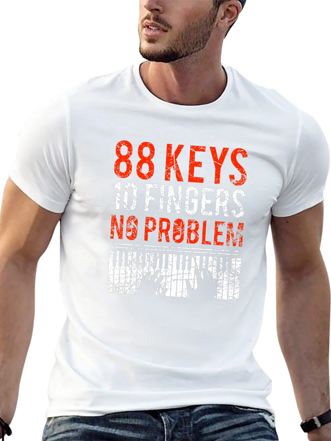 88 Keys 10 Fingers No Problem Piano T-Shirt