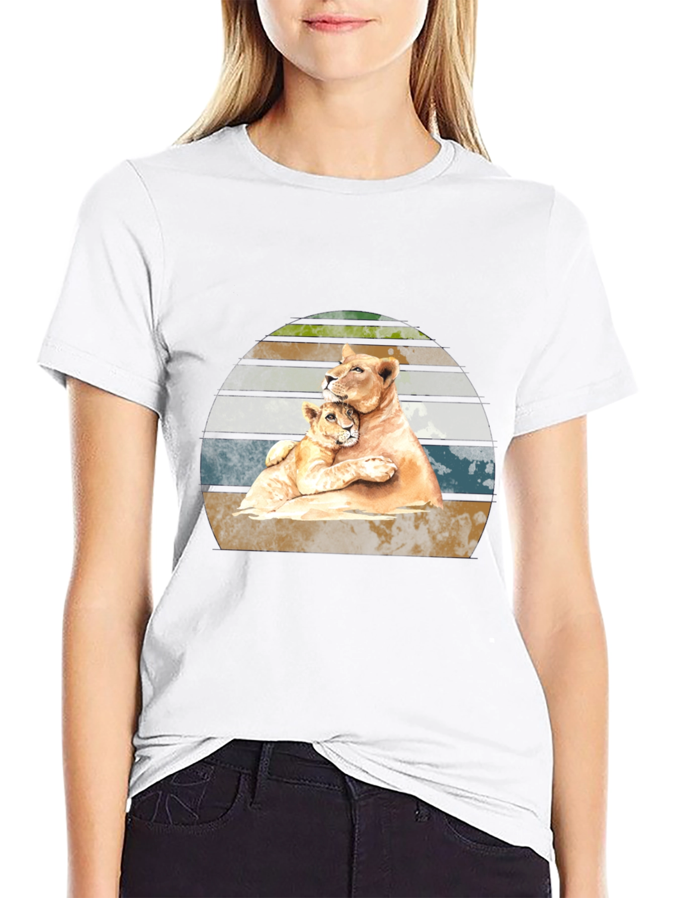 Lioness Love T-Shirt - Black Animal Graphic Tee