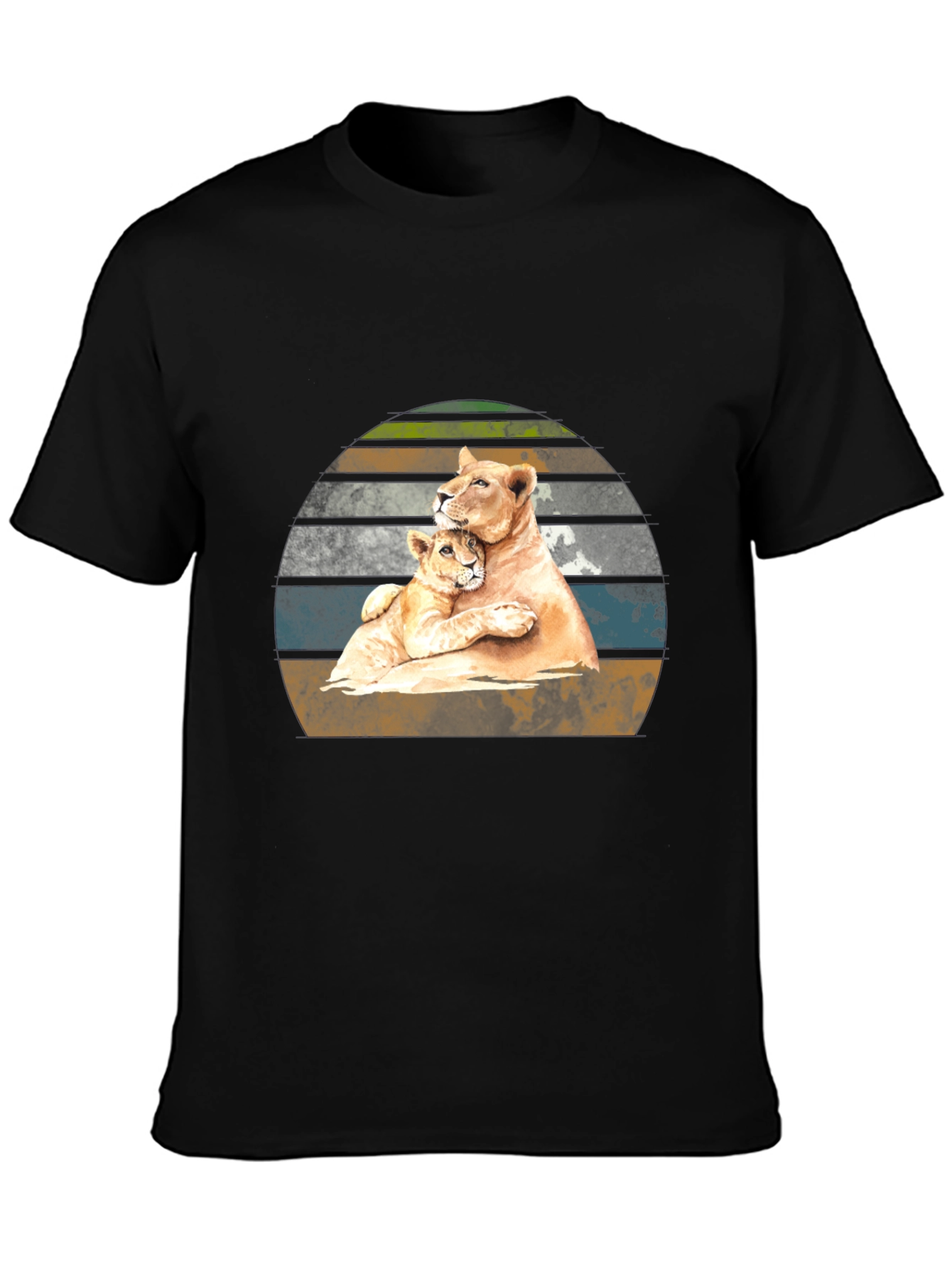 Lioness Love T-Shirt - Black Animal Graphic Tee