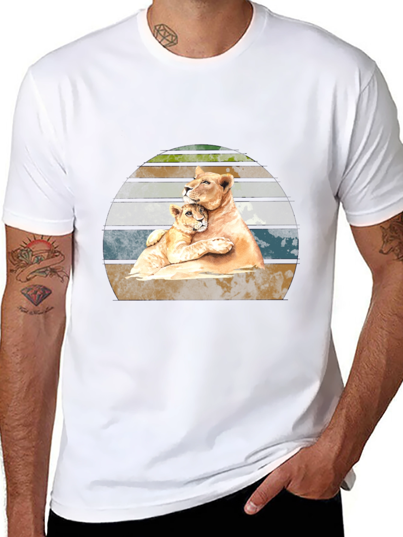 Lioness Love T-Shirt - Black Animal Graphic Tee