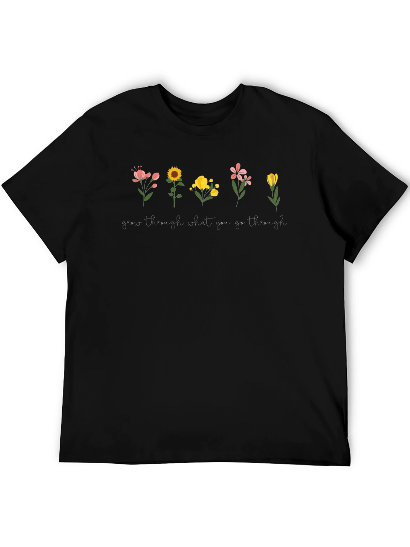 Grow Through What You Go Through Black Graphic Tee