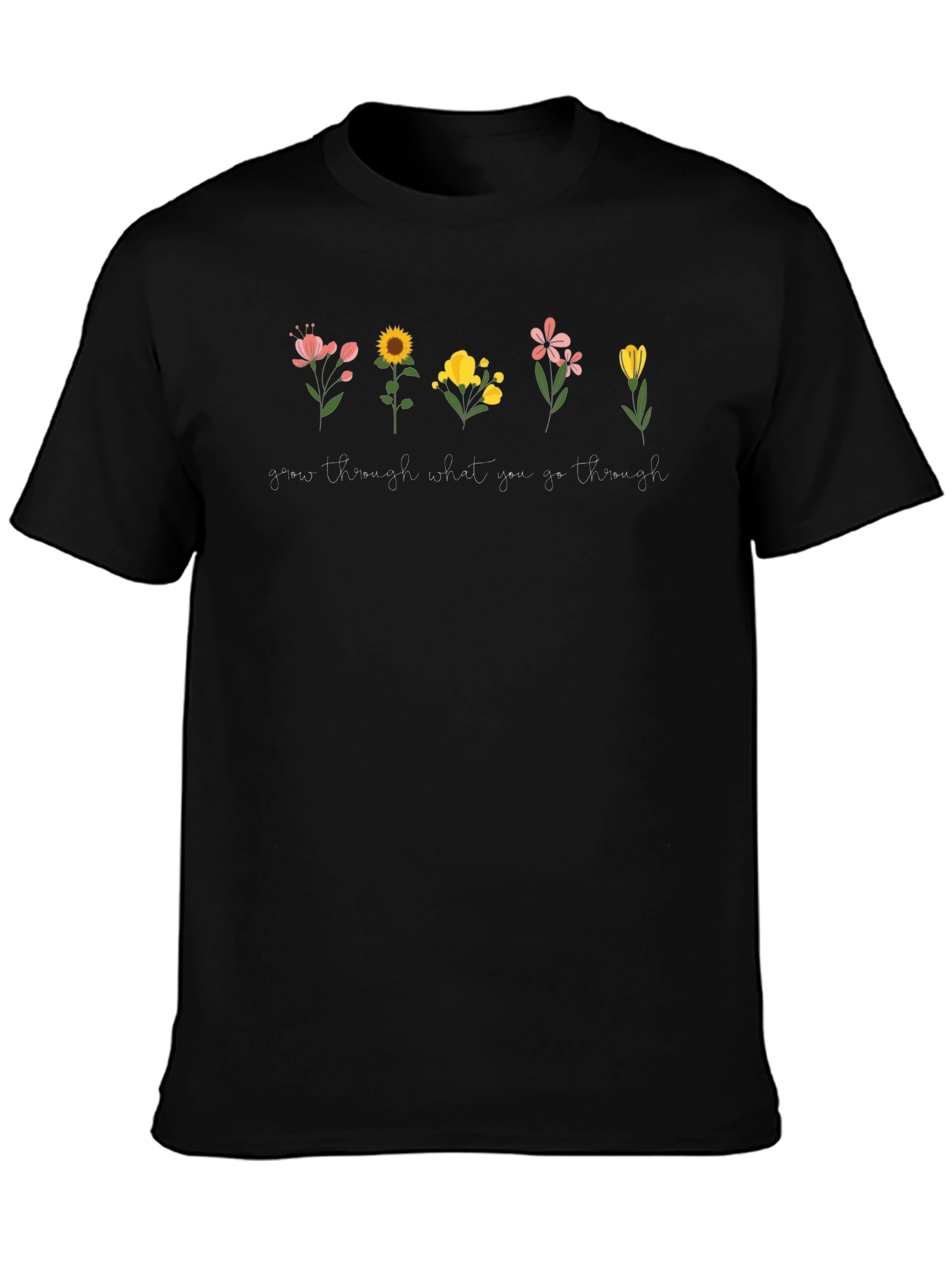 Grow Through What You Go Through Black Graphic Tee