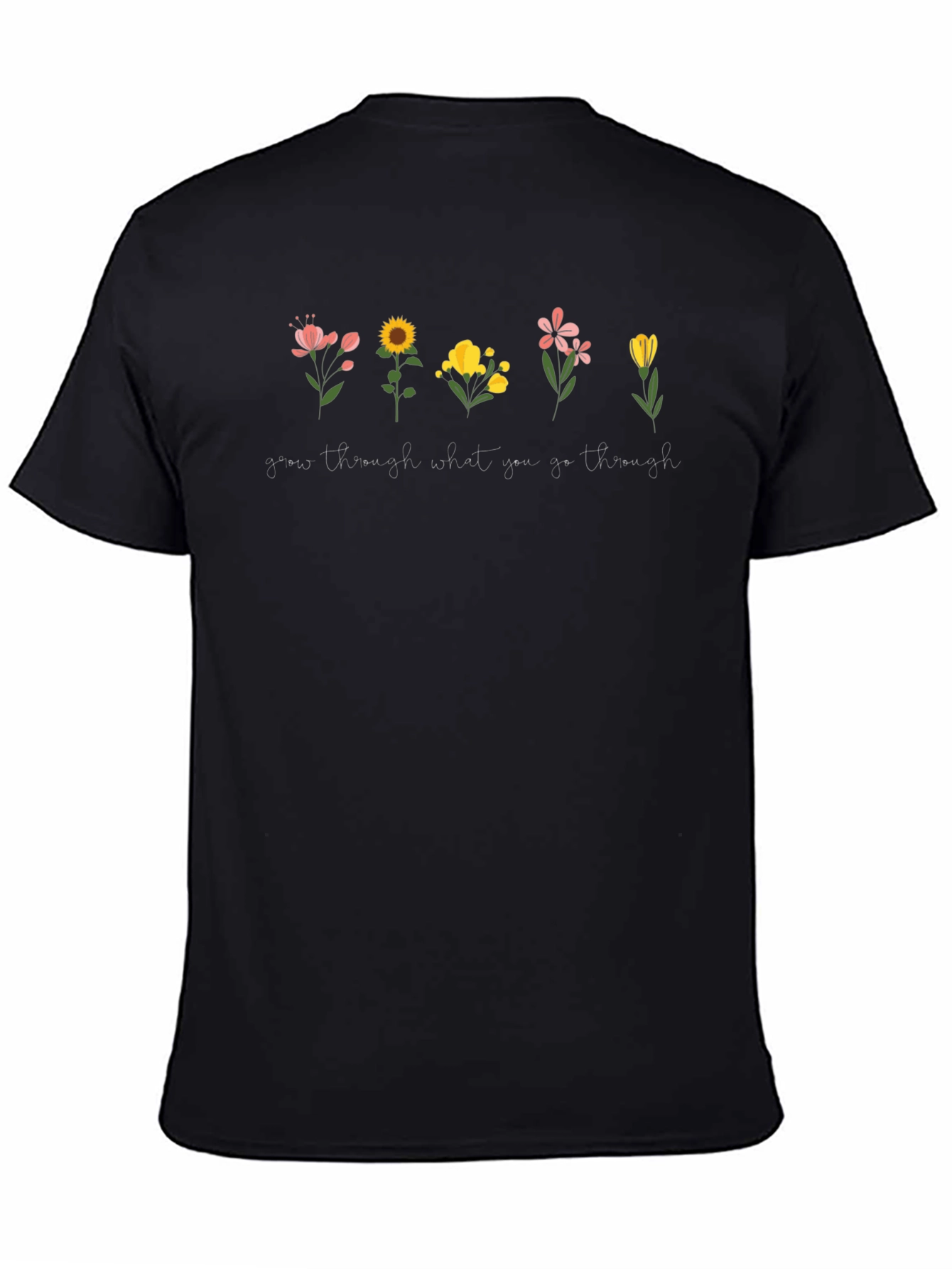 Grow Through What You Go Through Black Graphic Tee
