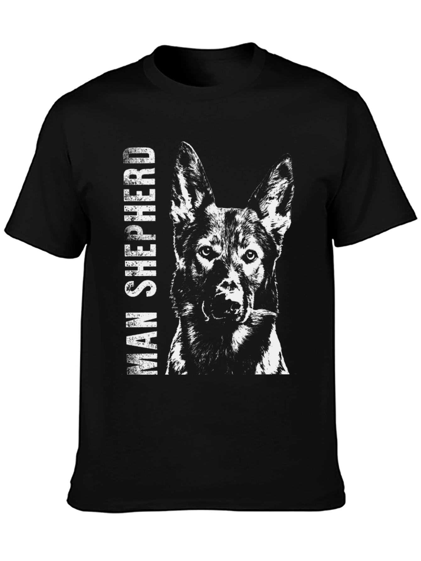 Man Shepherd Dog Graphic Tee - Black