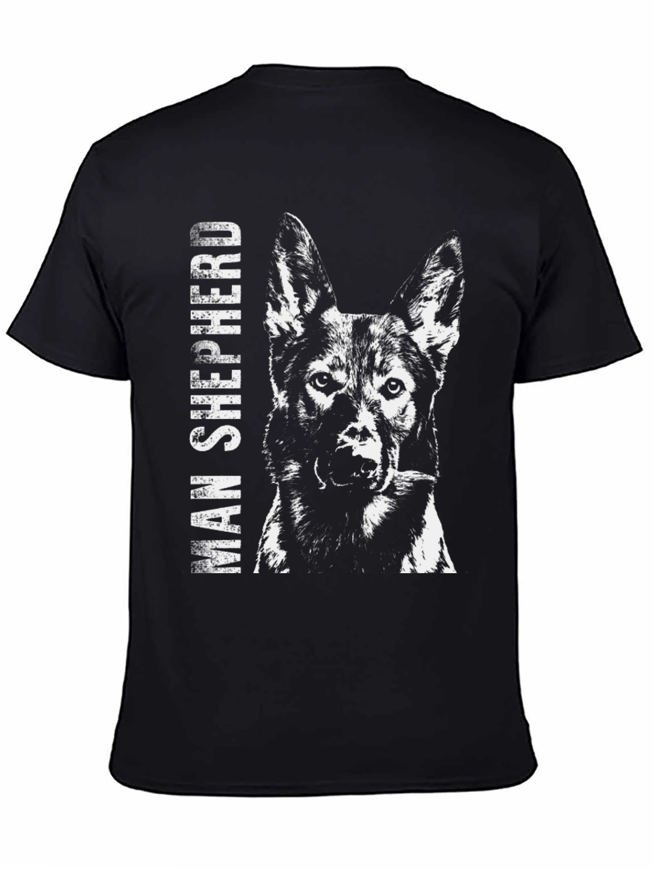 Man Shepherd Dog Graphic Tee - Black