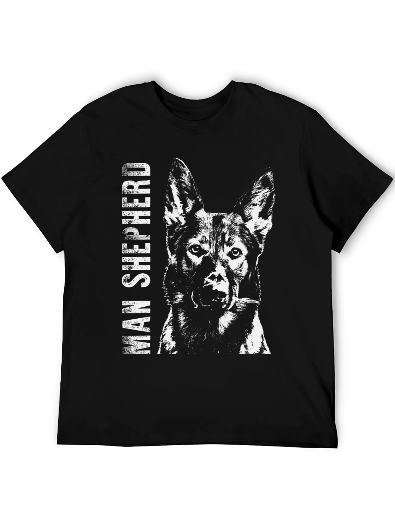 Man Shepherd Dog Graphic Tee - Black