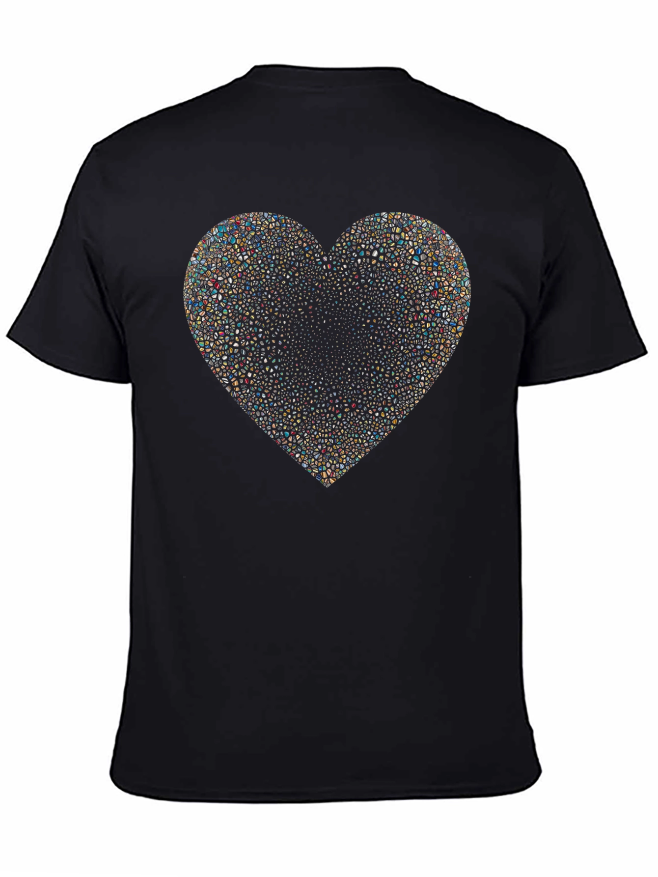 Abstract Mosaic Heart Black T-Shirt