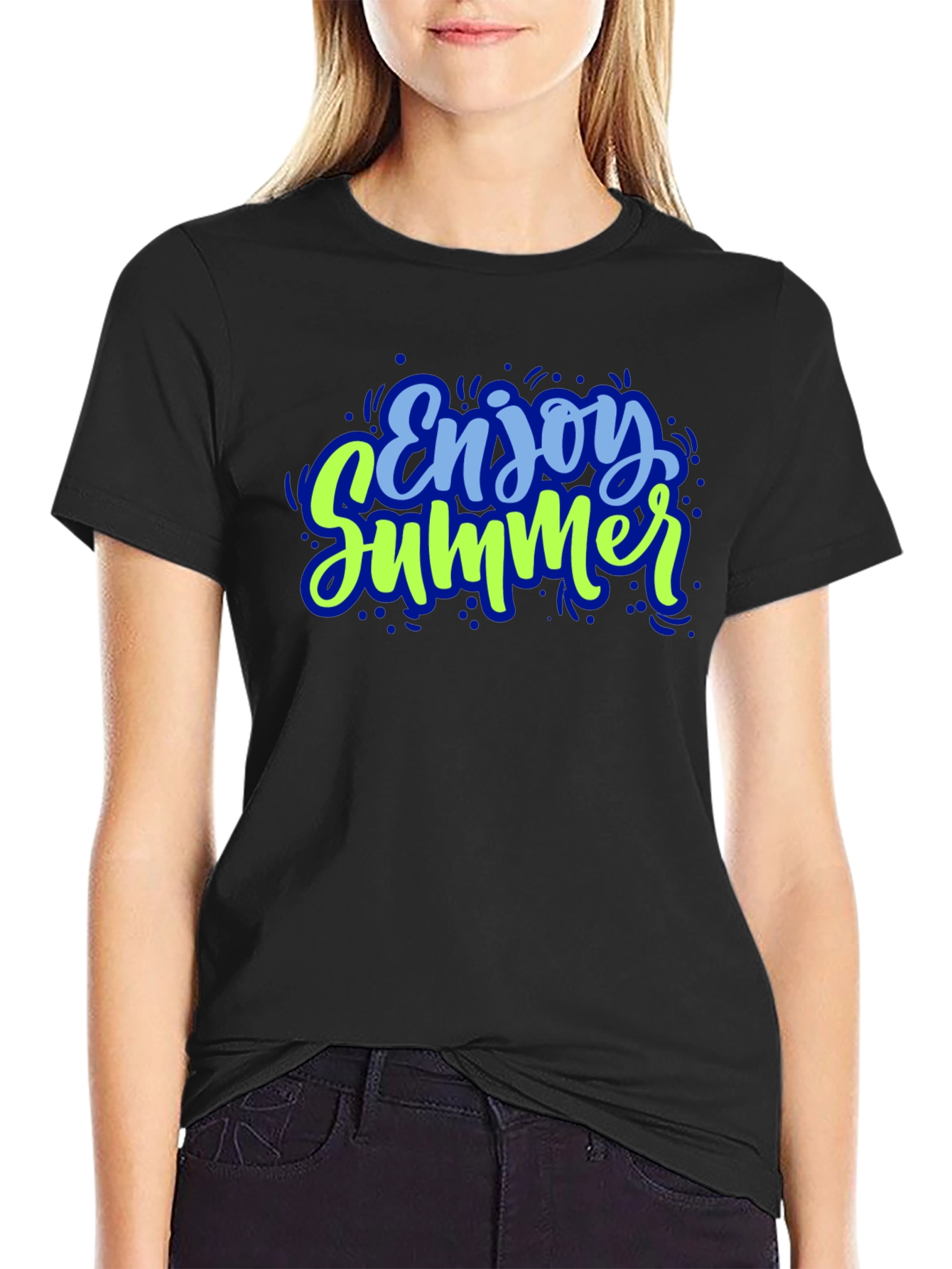 Enjoy Summer Graphic Tee - Black Cotton