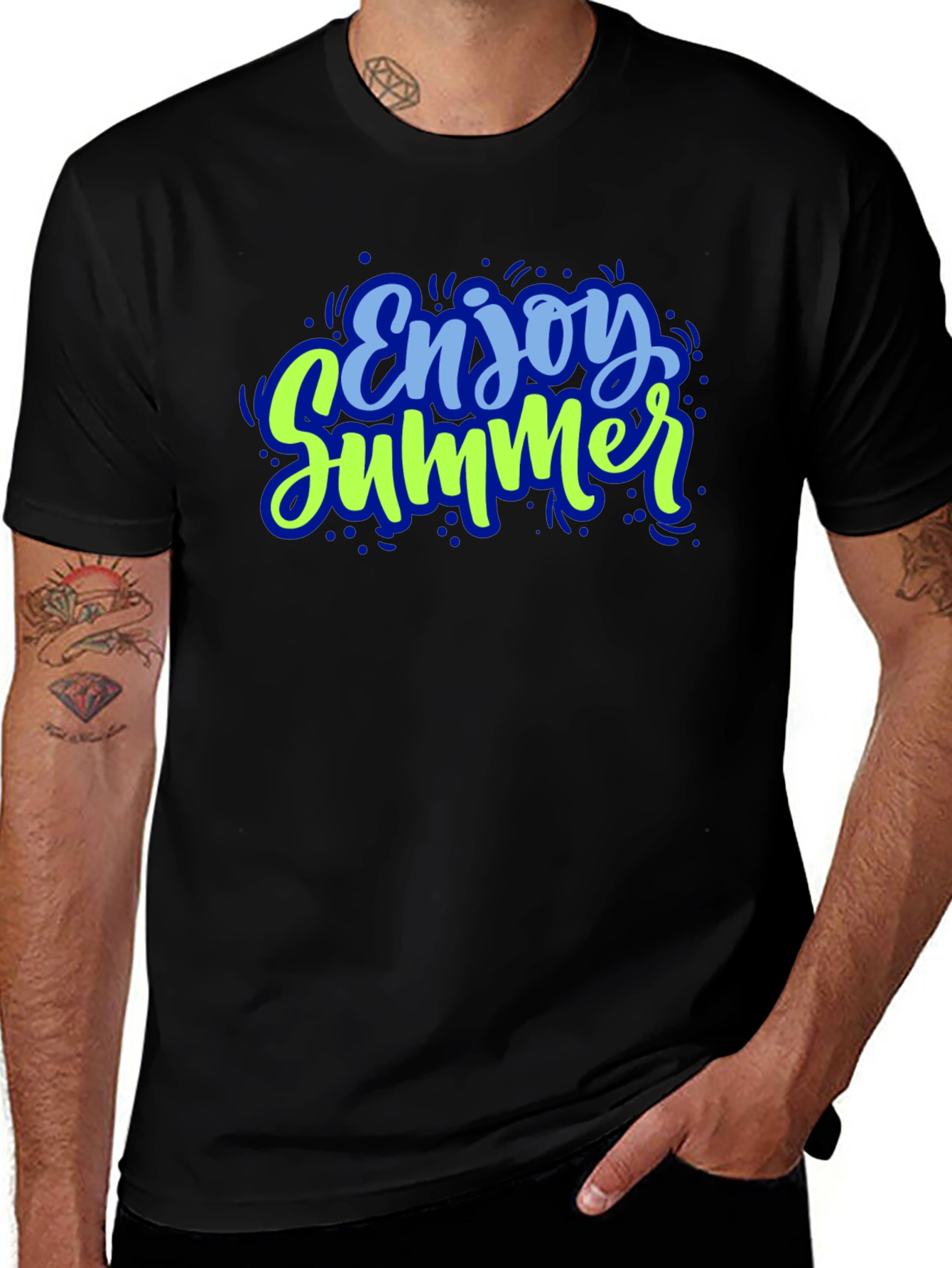Enjoy Summer Graphic Tee - Black Cotton