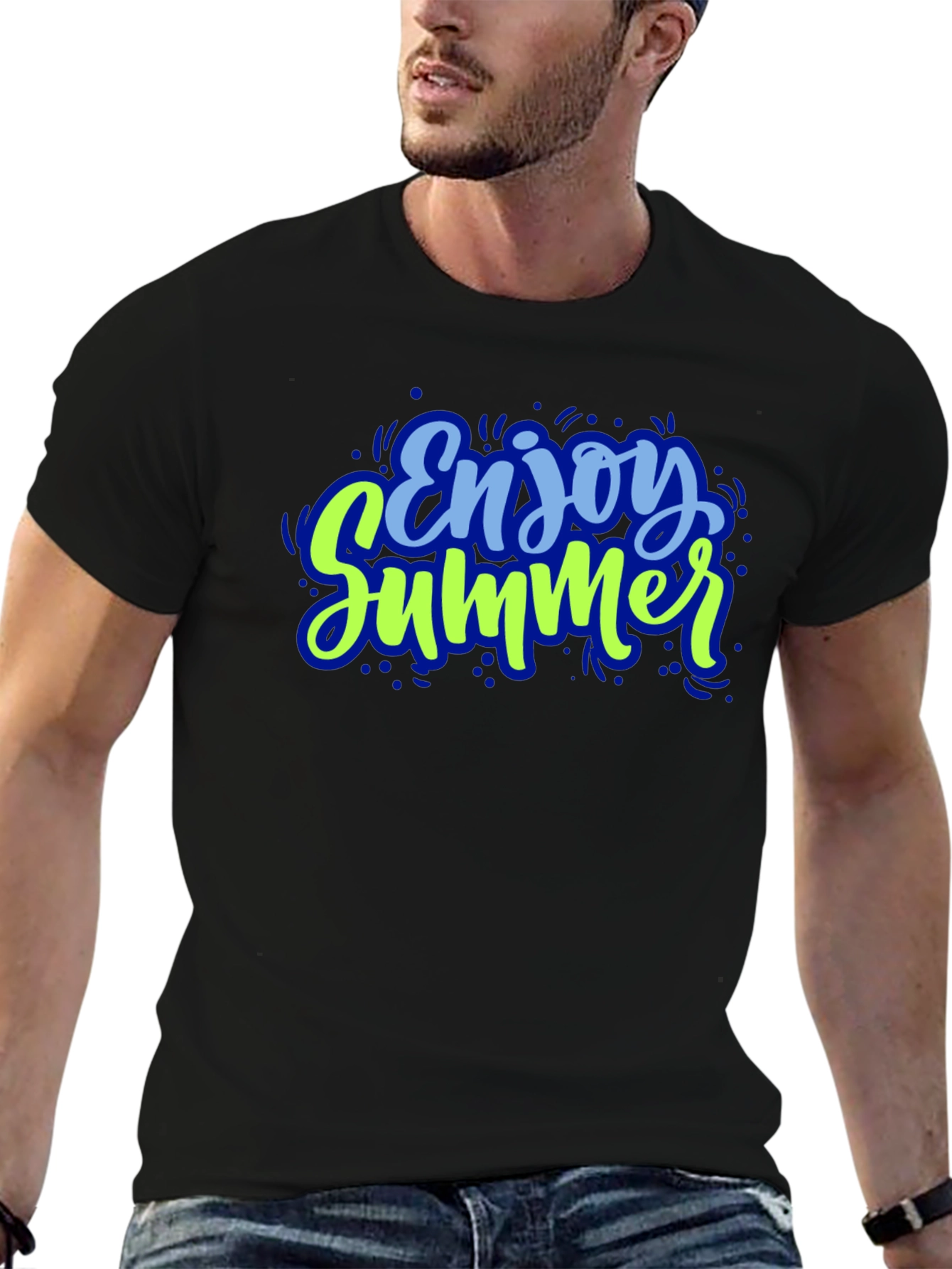 Enjoy Summer Graphic Tee - Black Cotton
