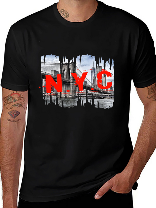 NYC Brooklyn Bridge Graphic Black T-Shirt