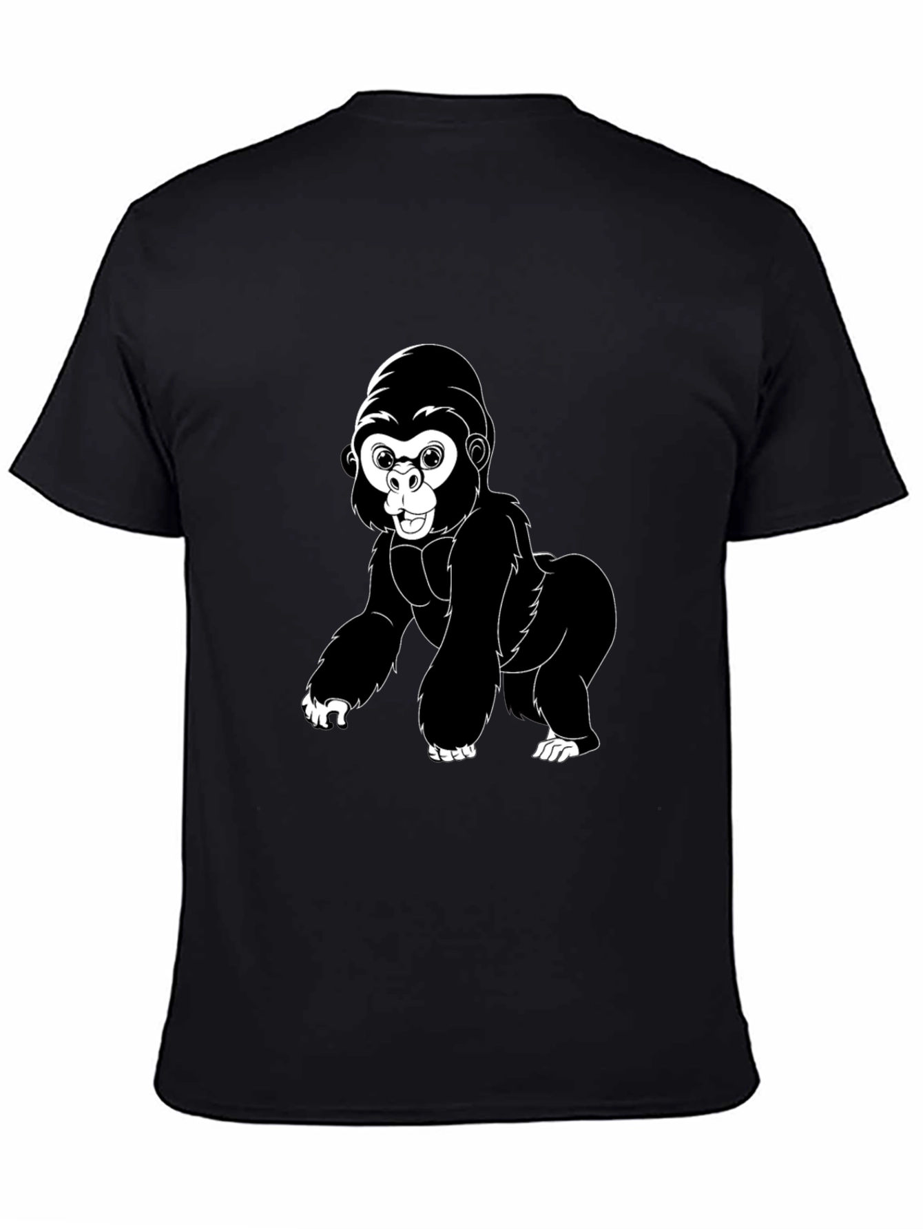 Cartoon Gorilla Graphic Tee - Black