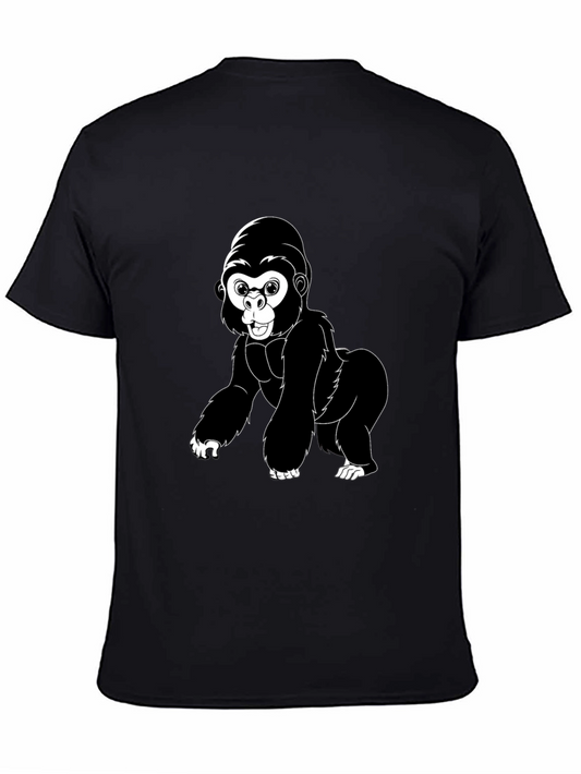 Cartoon Gorilla Graphic Tee - Black
