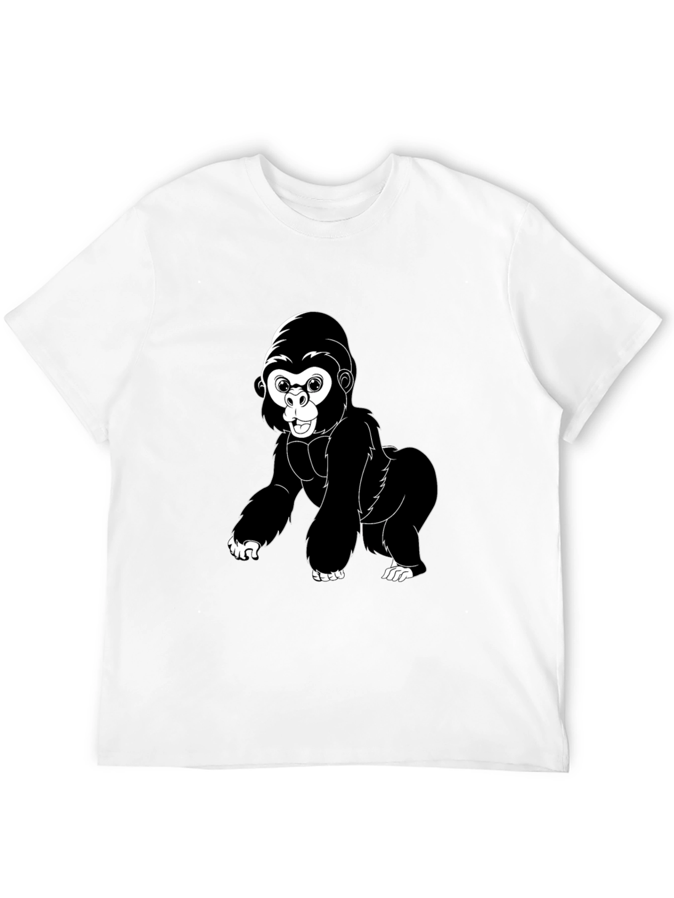 Cartoon Gorilla Graphic Tee - Black