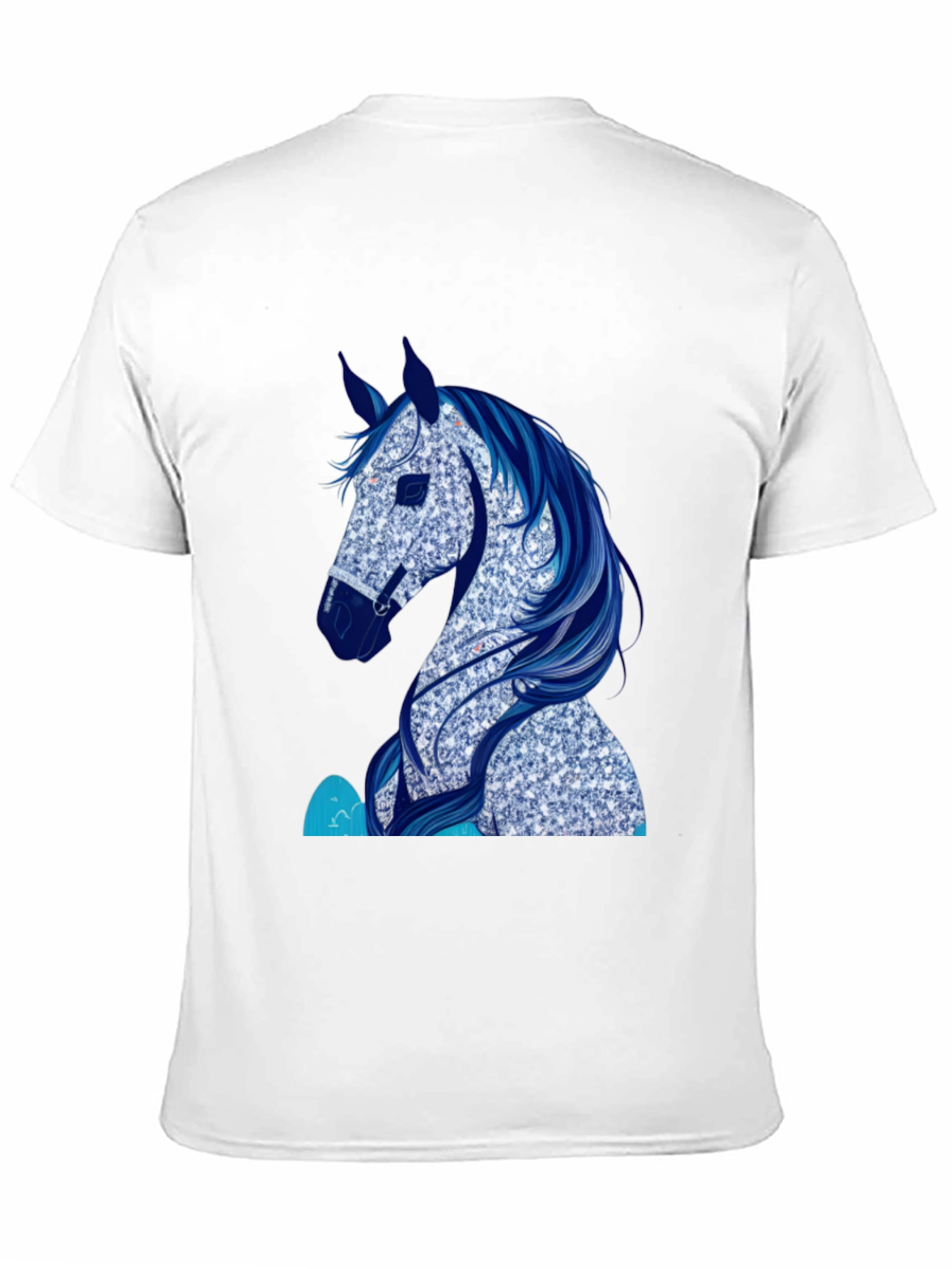 Horse Graphic Tee - Black Cotton Blend T-Shirt