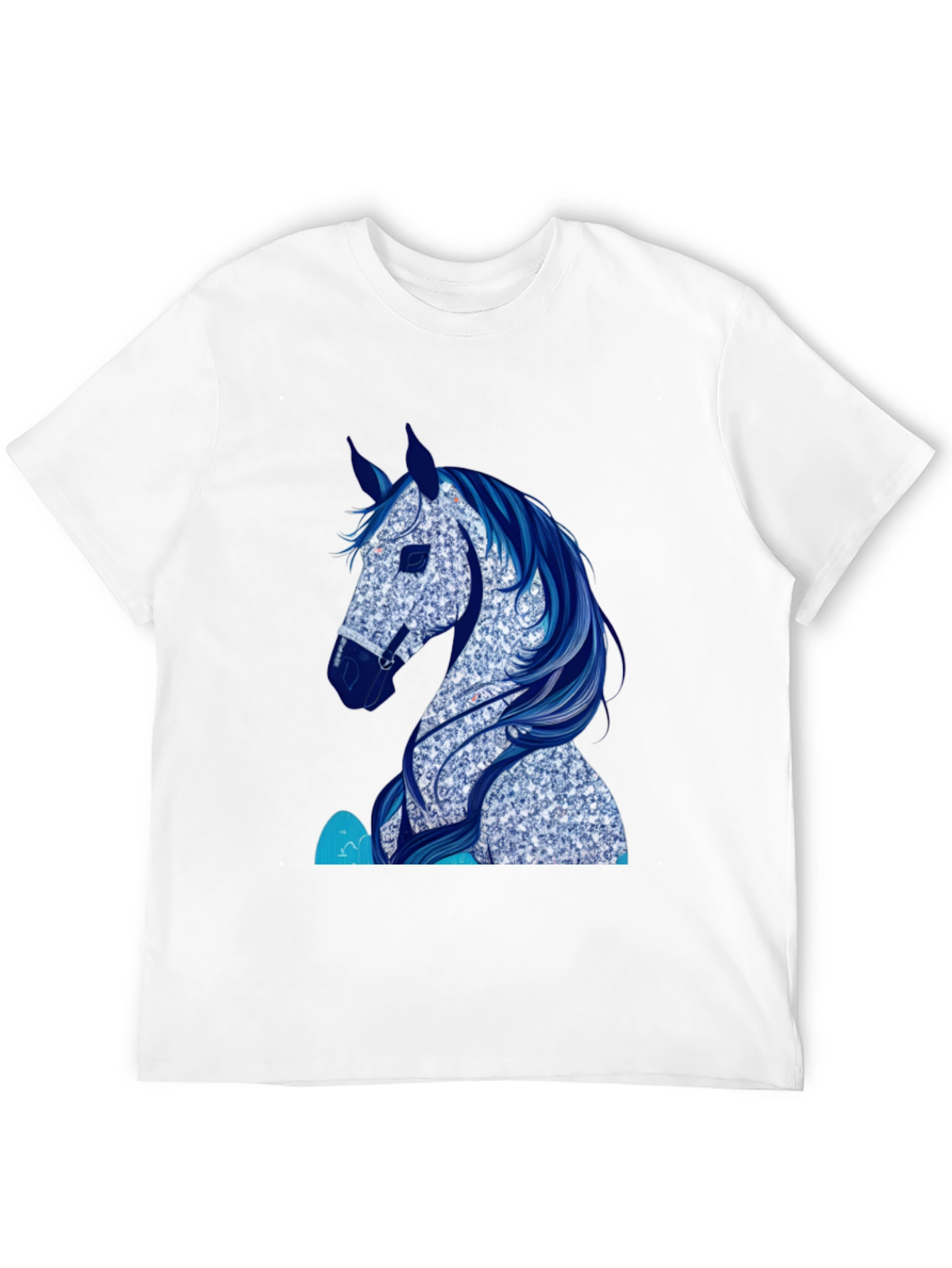 Horse Graphic Tee - Black Cotton Blend T-Shirt